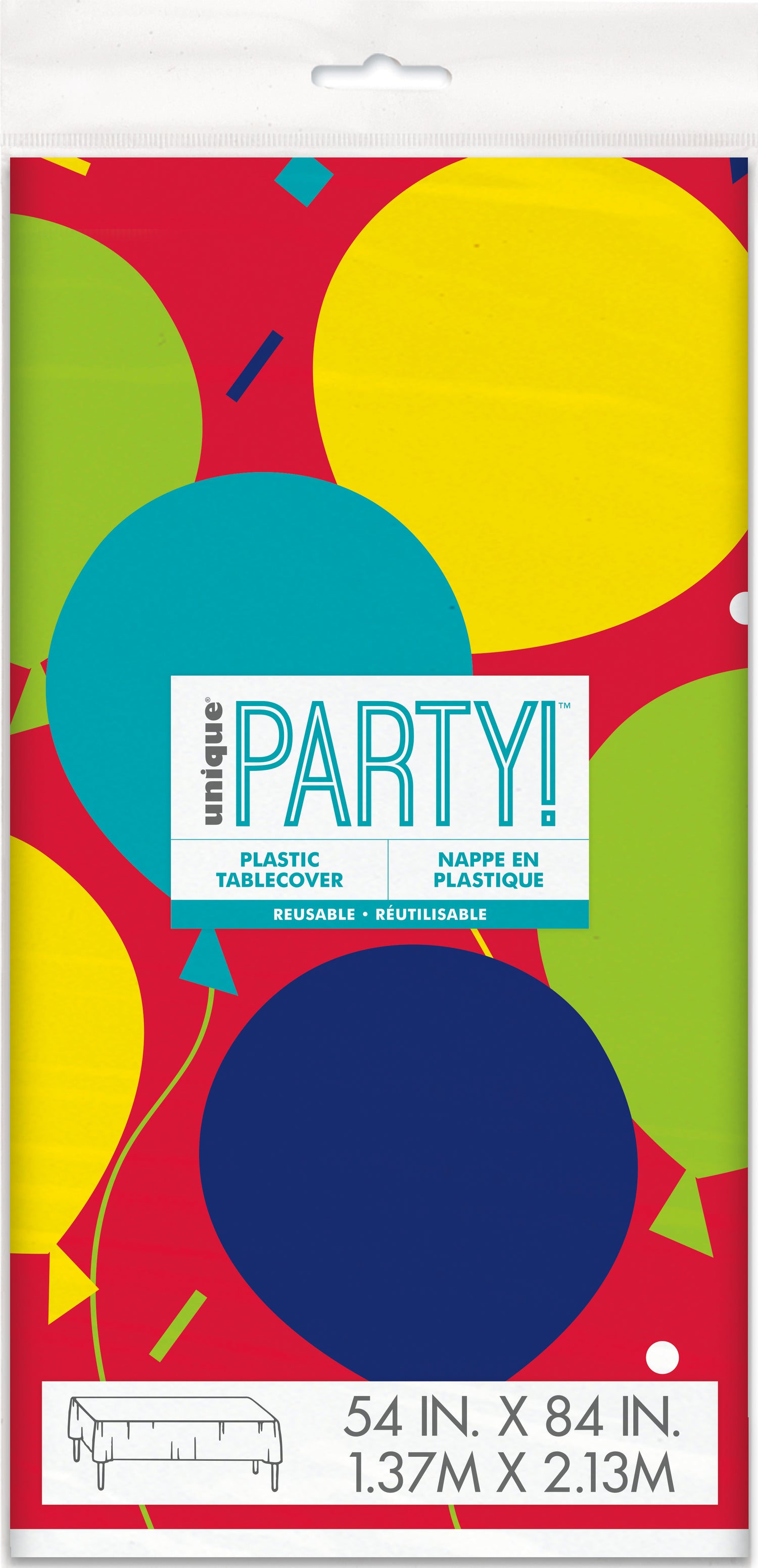 Balloon Party Birthday Rectangular Plastic Table Cover, 54" x 84"