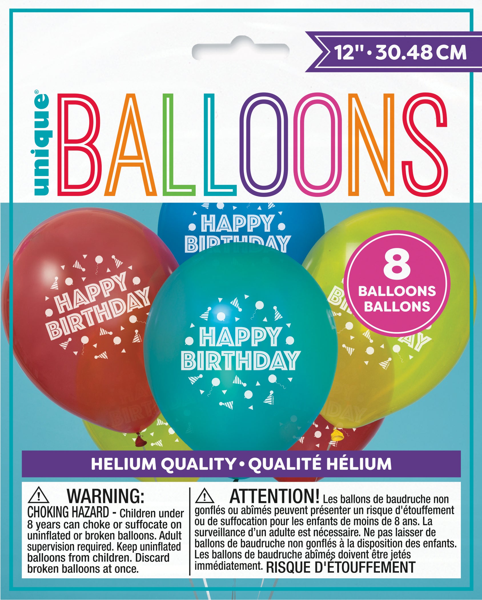 Balloon Party Birthday 12" Latex Balloons, 8ct