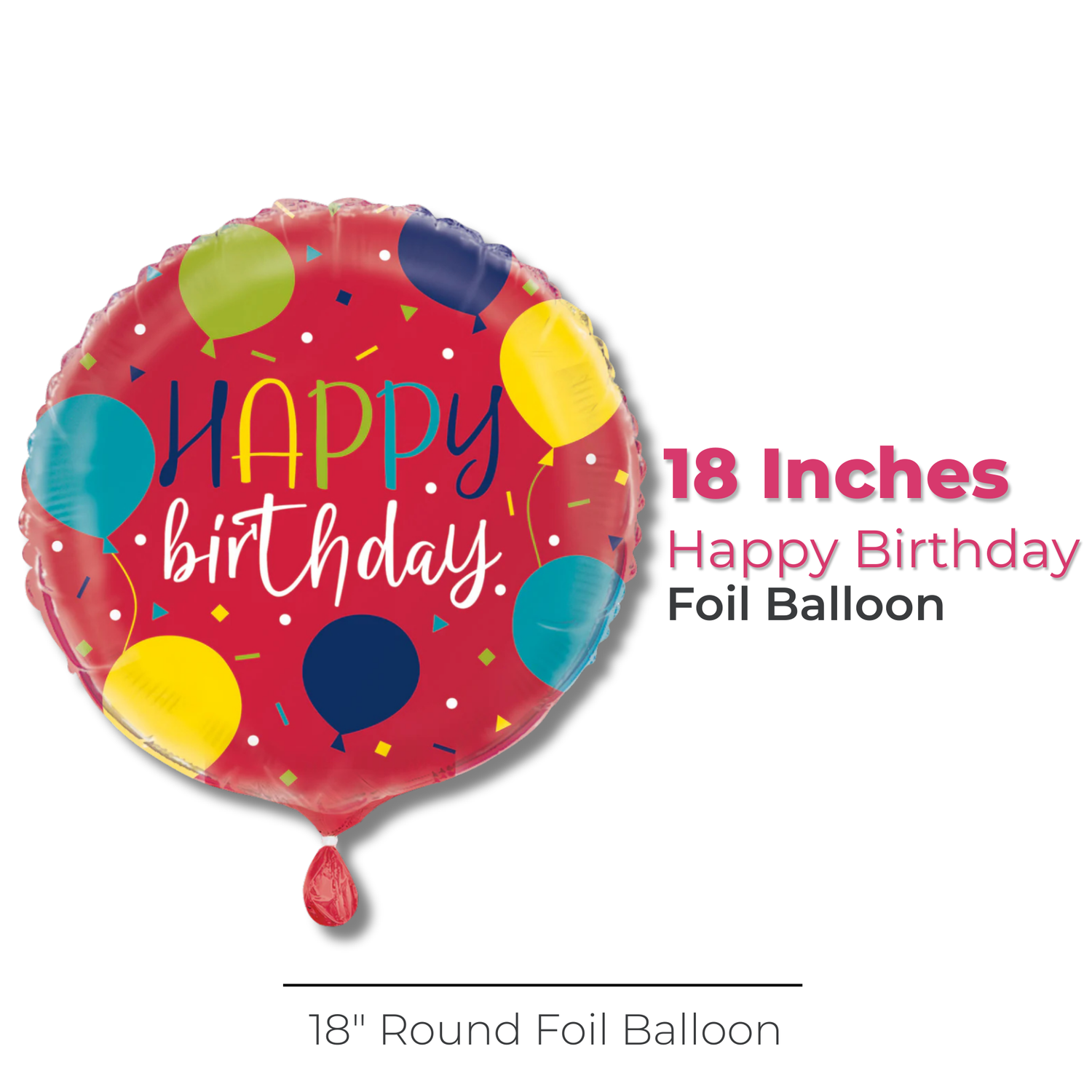 Balloon Party Birthday Round Foil Balloon 18", Bulk