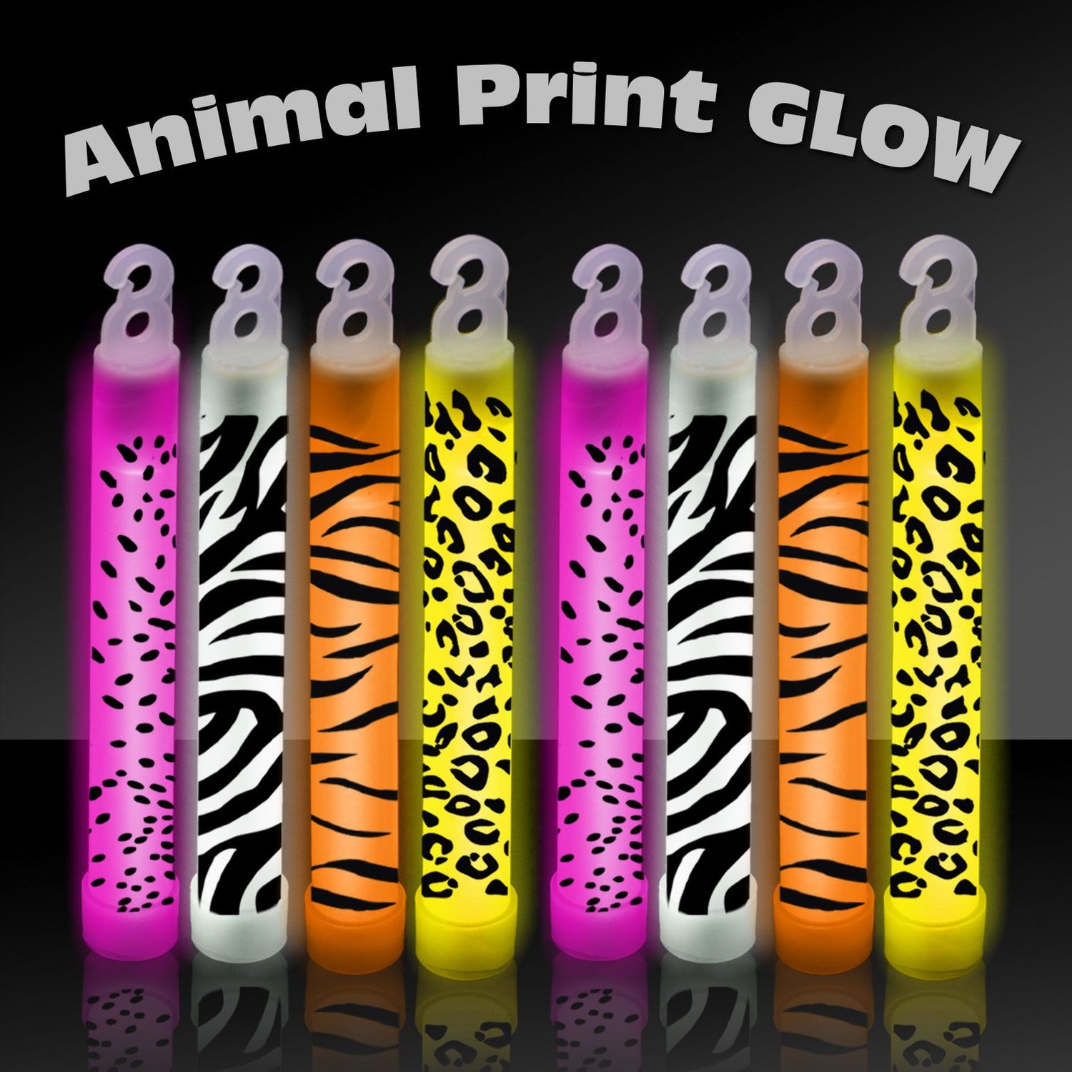 6" Animal Print Glow Sticks - 25 Pack