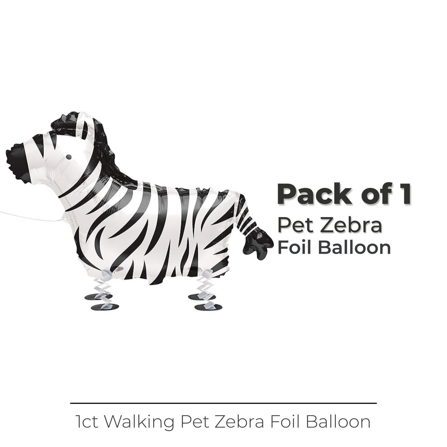 Walking Pet Zebra Foil Balloon