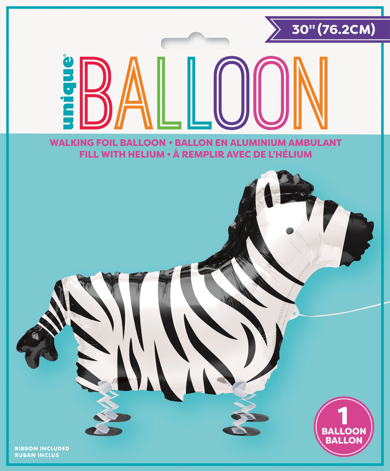 Walking Pet Zebra Foil Balloon - Image 3