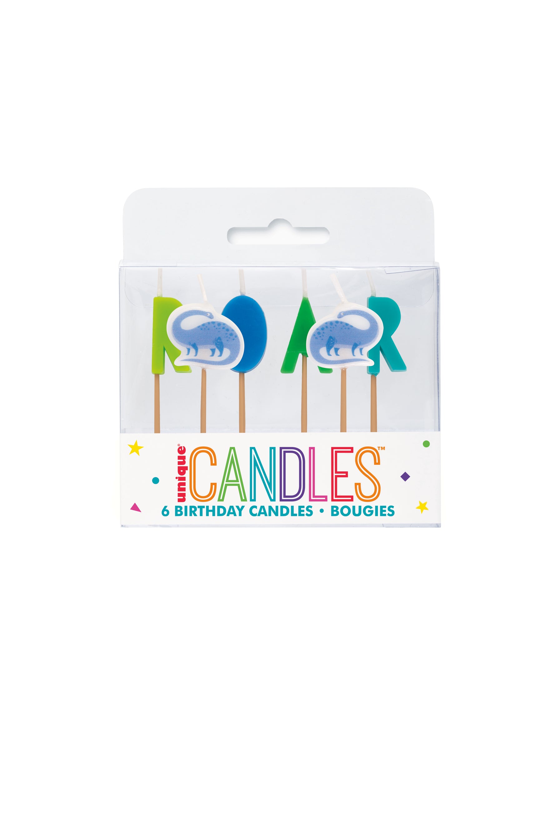 Blue & Green Dinosaur Pick Birthday Candles, 6ct - Image 3