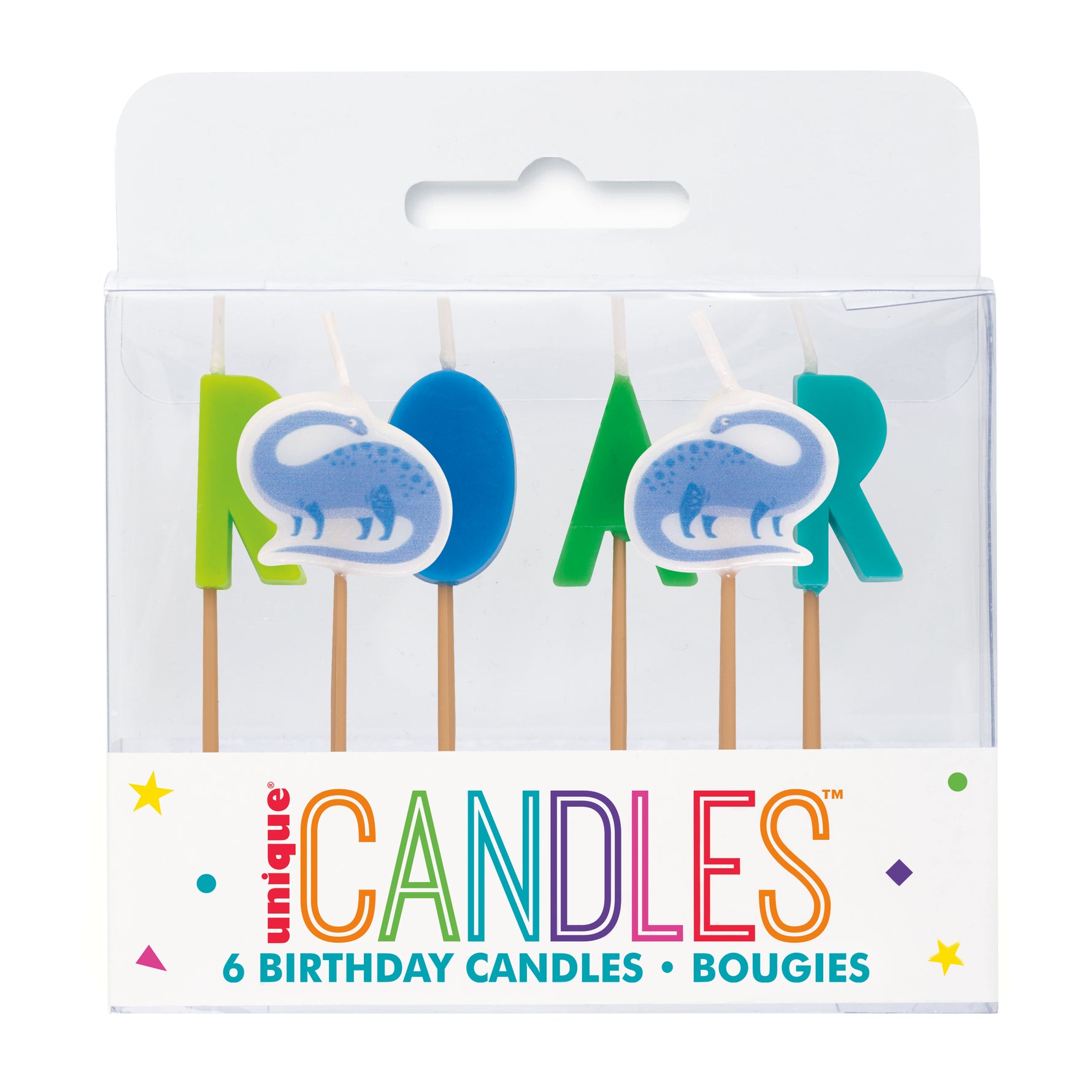 Blue & Green Dinosaur Pick Birthday Candles, 6ct - Image 4