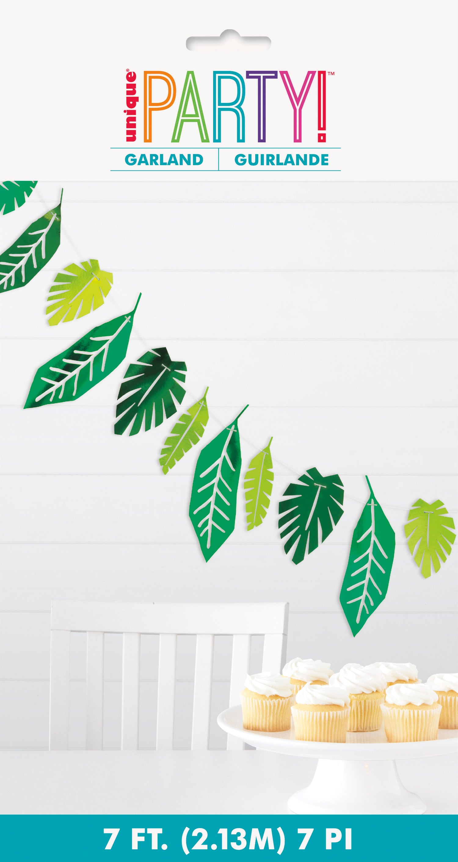 Foil Safari Leaves Paper Garland, 7ft - Image 2