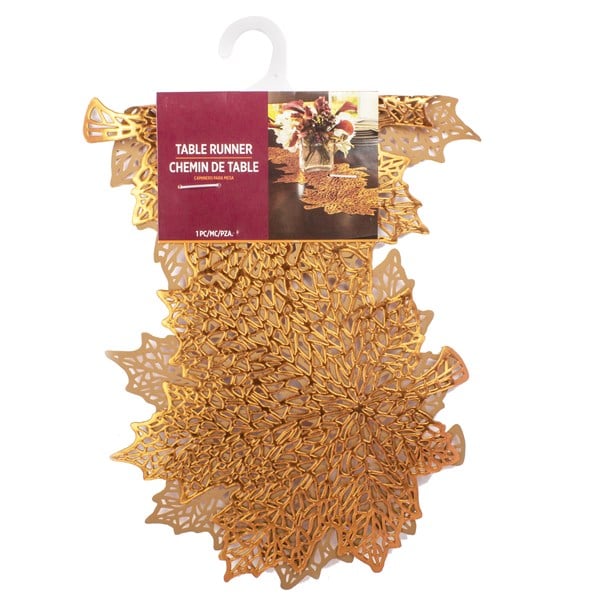 Fall Leaves Gold Vinyl Table Runner