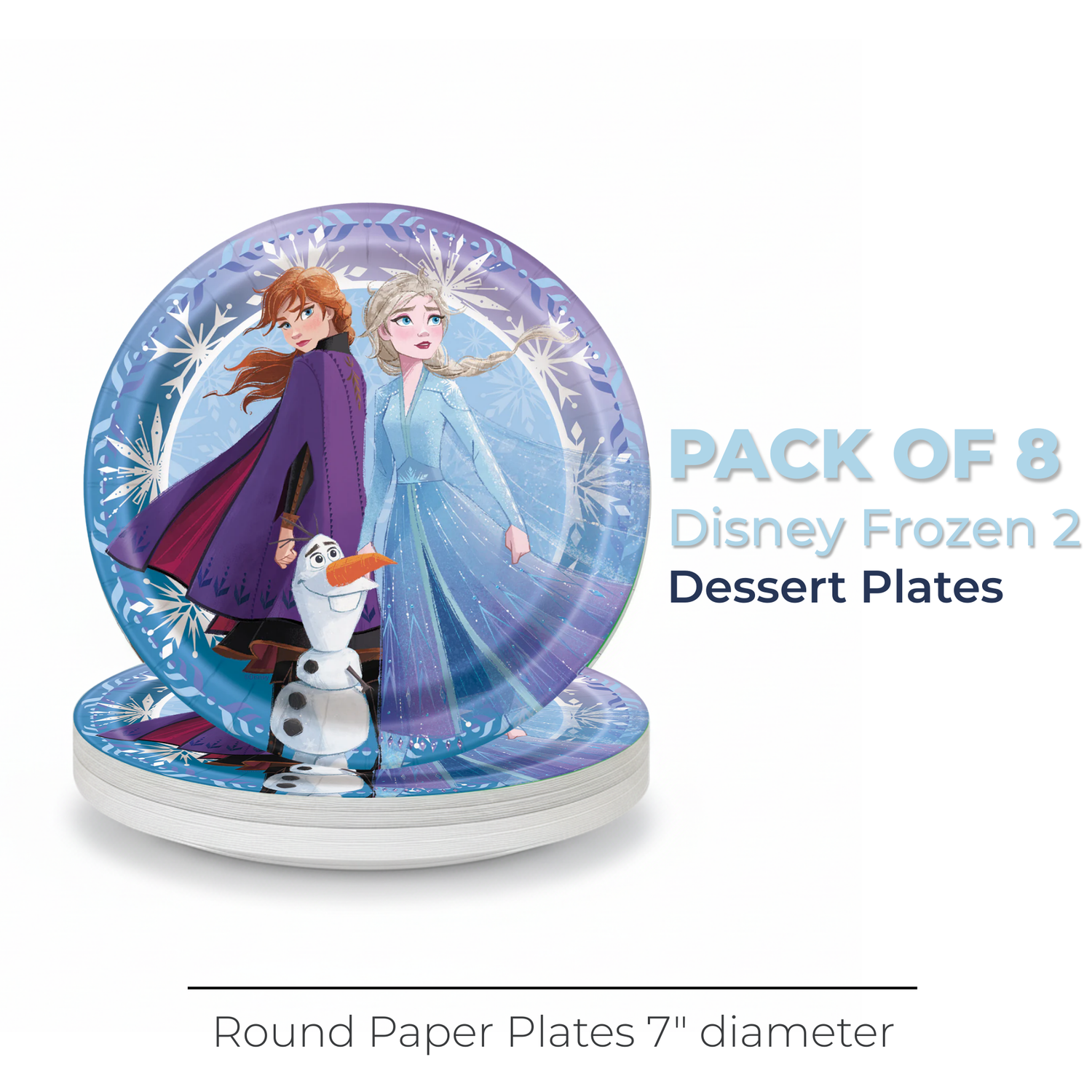 Disney Frozen 2 Round 7" Dessert Plates, 8ct