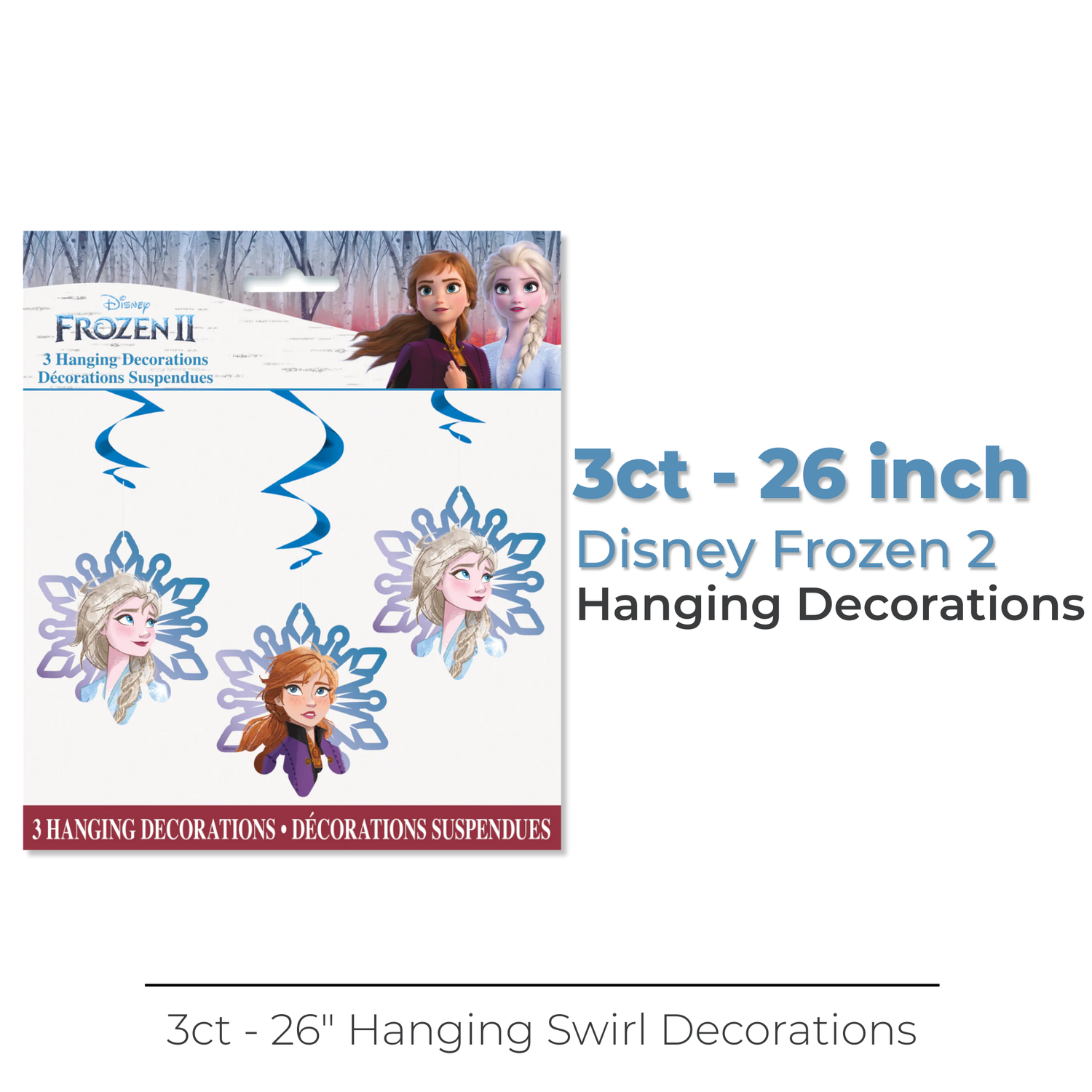 Disney Frozen 2 Hanging Swirl Decorations 26", 3ct