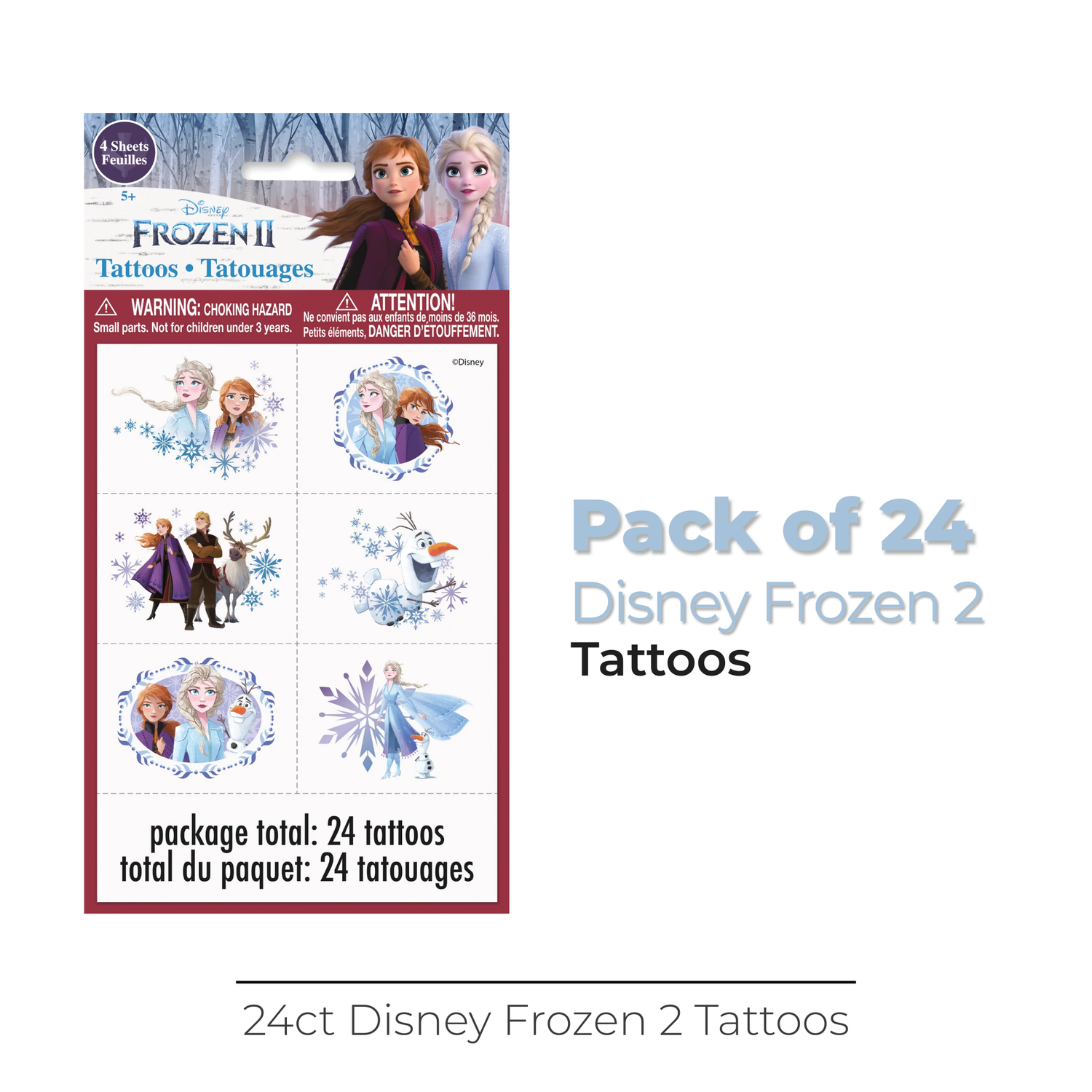 Disney Frozen 2 Tattoos, 24ct