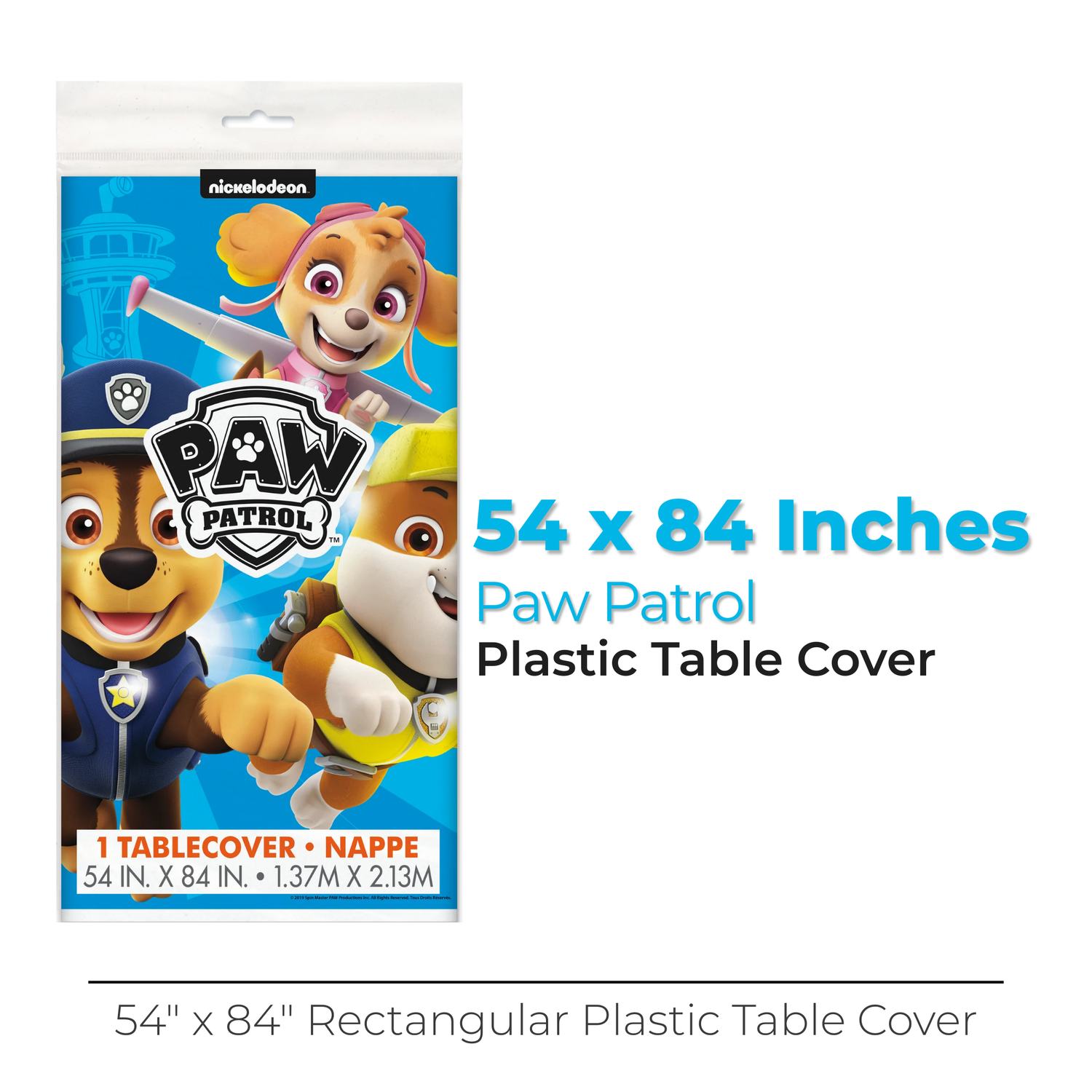 Paw Patrol Rectangular Plastic Table Cover, 54" x 84"