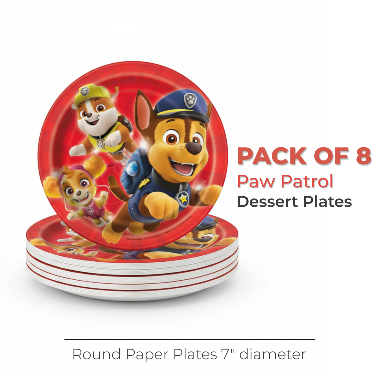 Paw Patrol Round 7" Dessert Plates, 8ct