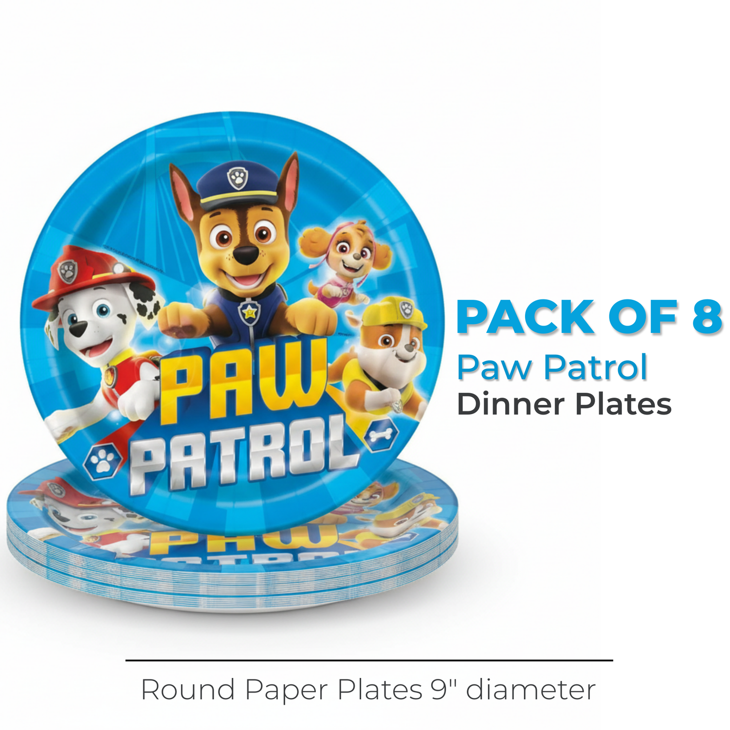 Paw Patrol Round 9" Dinner Plates, 8ct