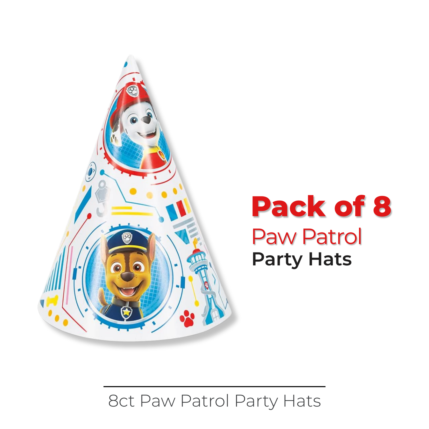 Paw Patrol Party Hats, 8ct