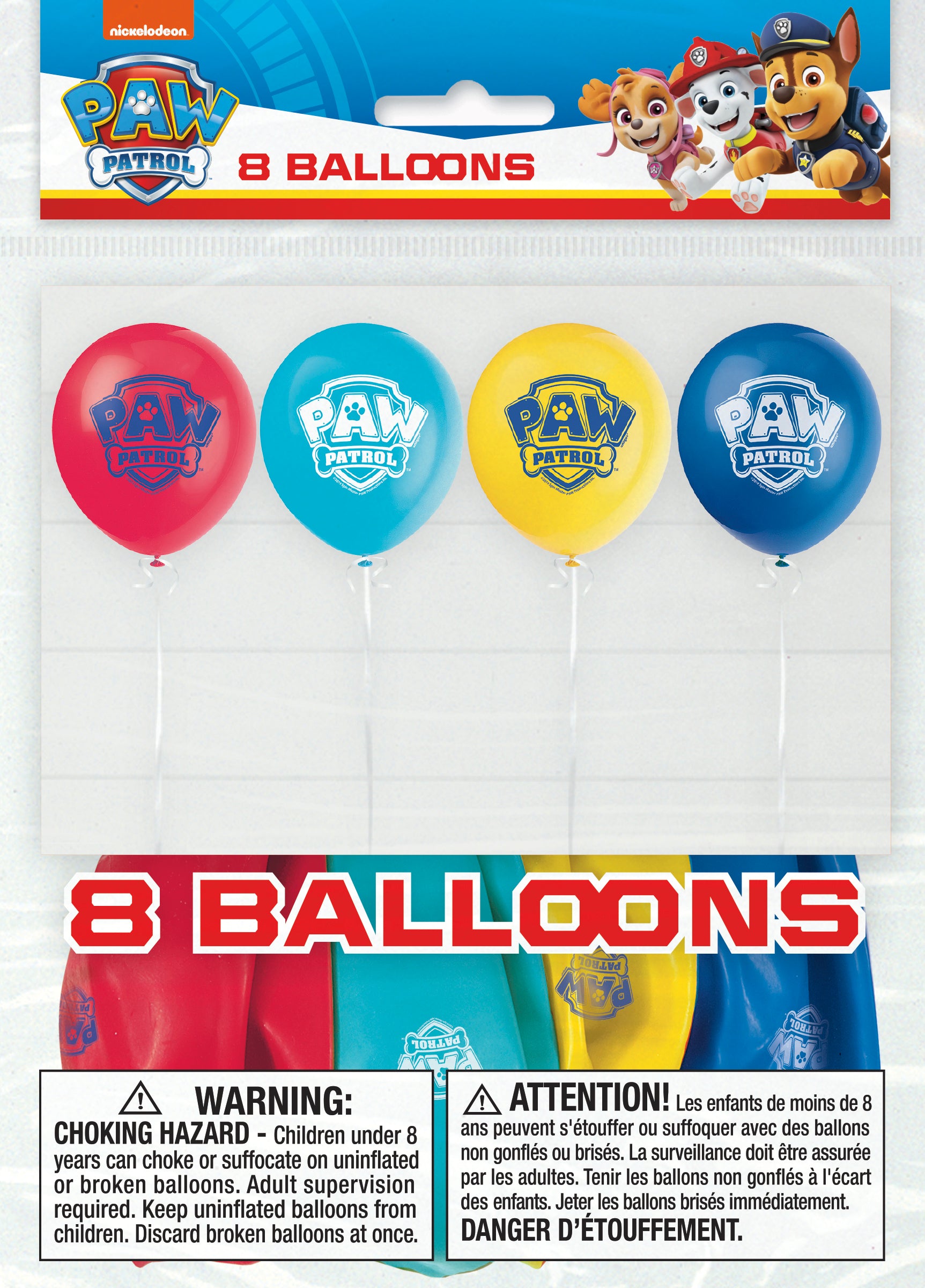 Paw Patrol 12" Latex Balloons, 8ct