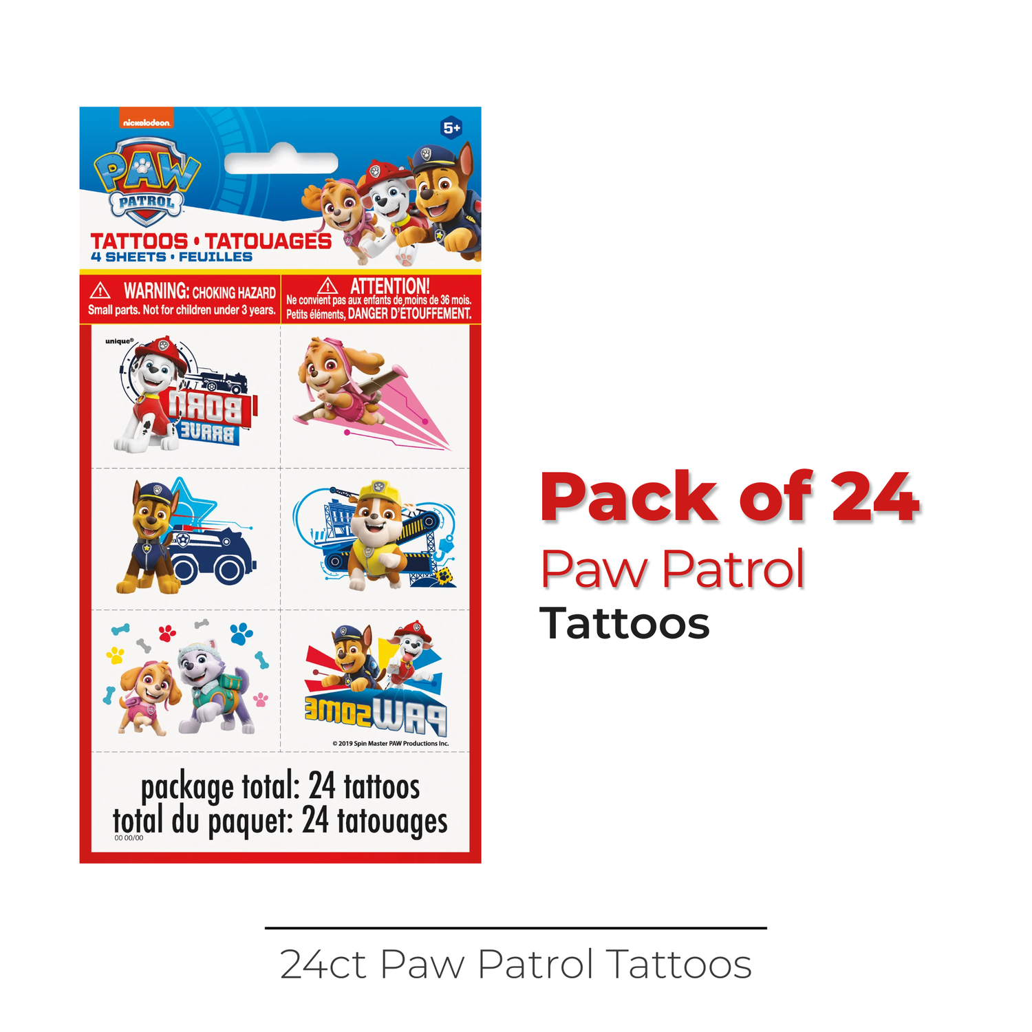 Paw Patrol Tattoos, 24ct