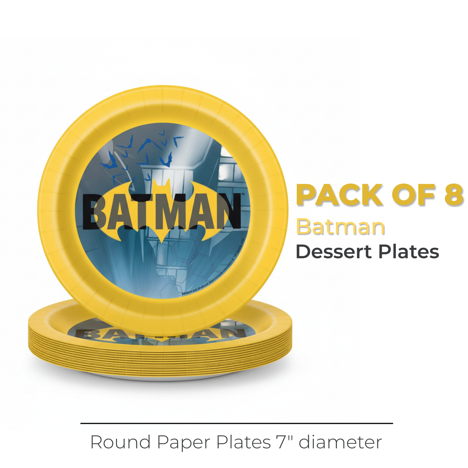 Batman Round 7" Dessert Plates, 8ct