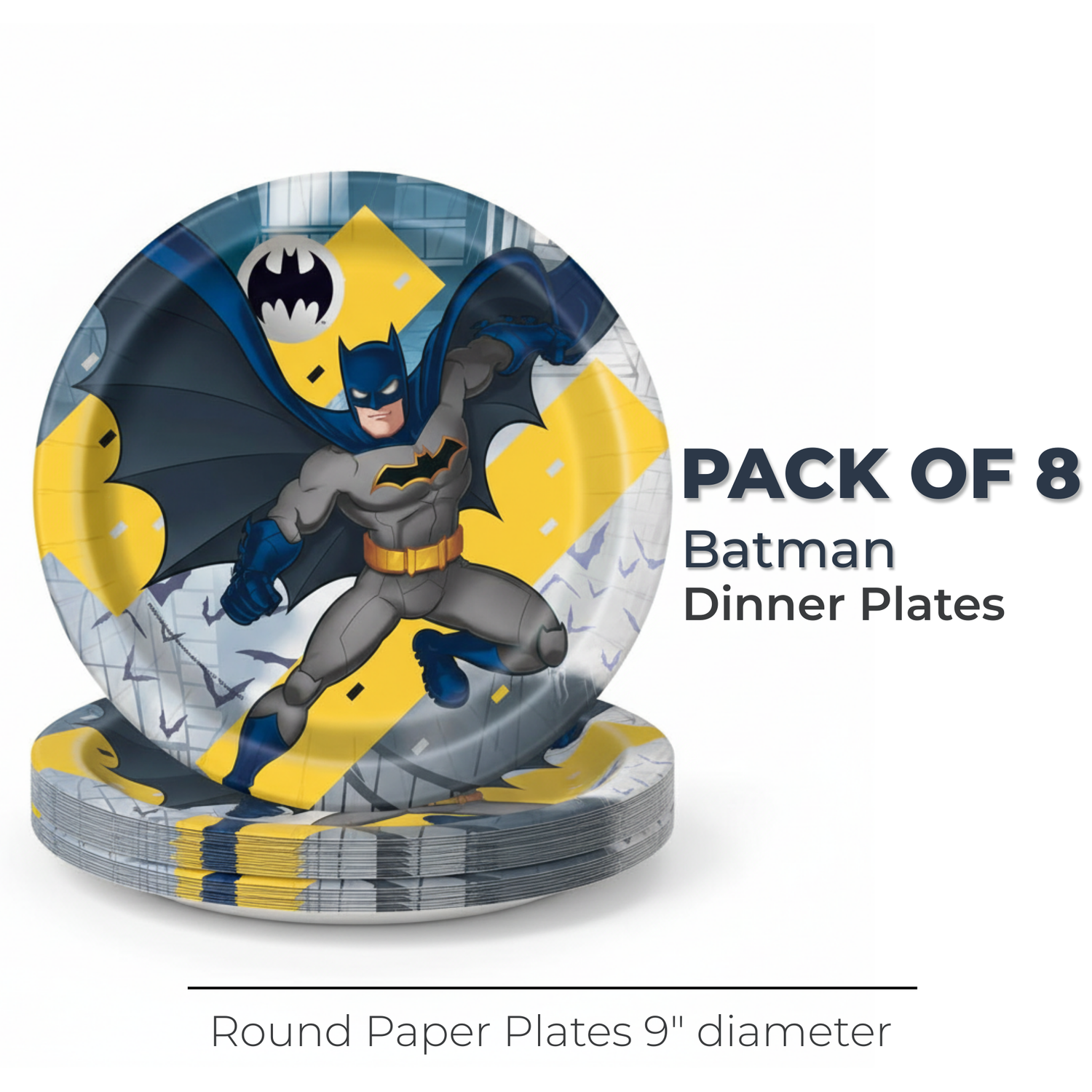 Batman Round 9" Dinner Plates, 8ct