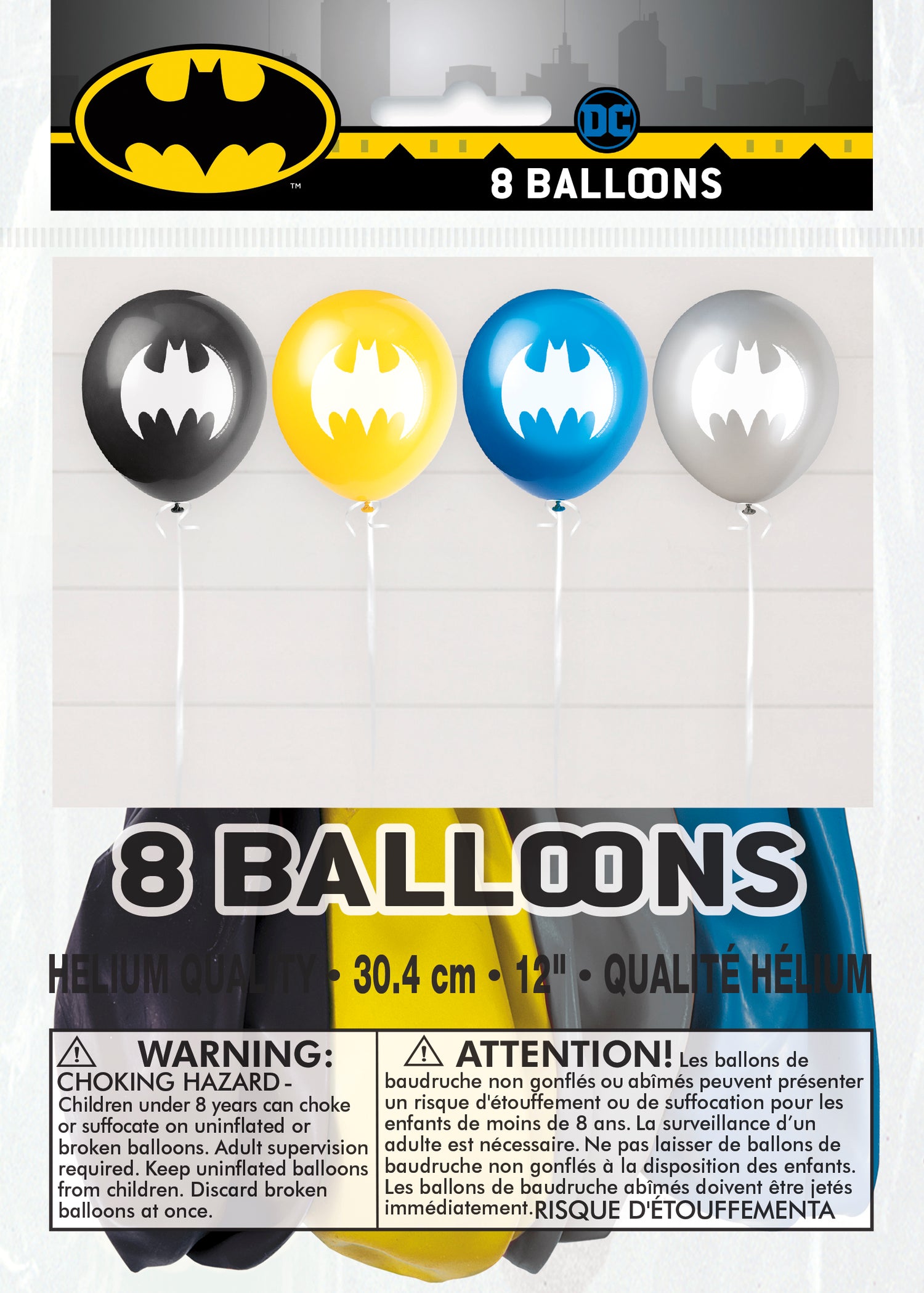 Batman 12" Latex Balloons, 8ct