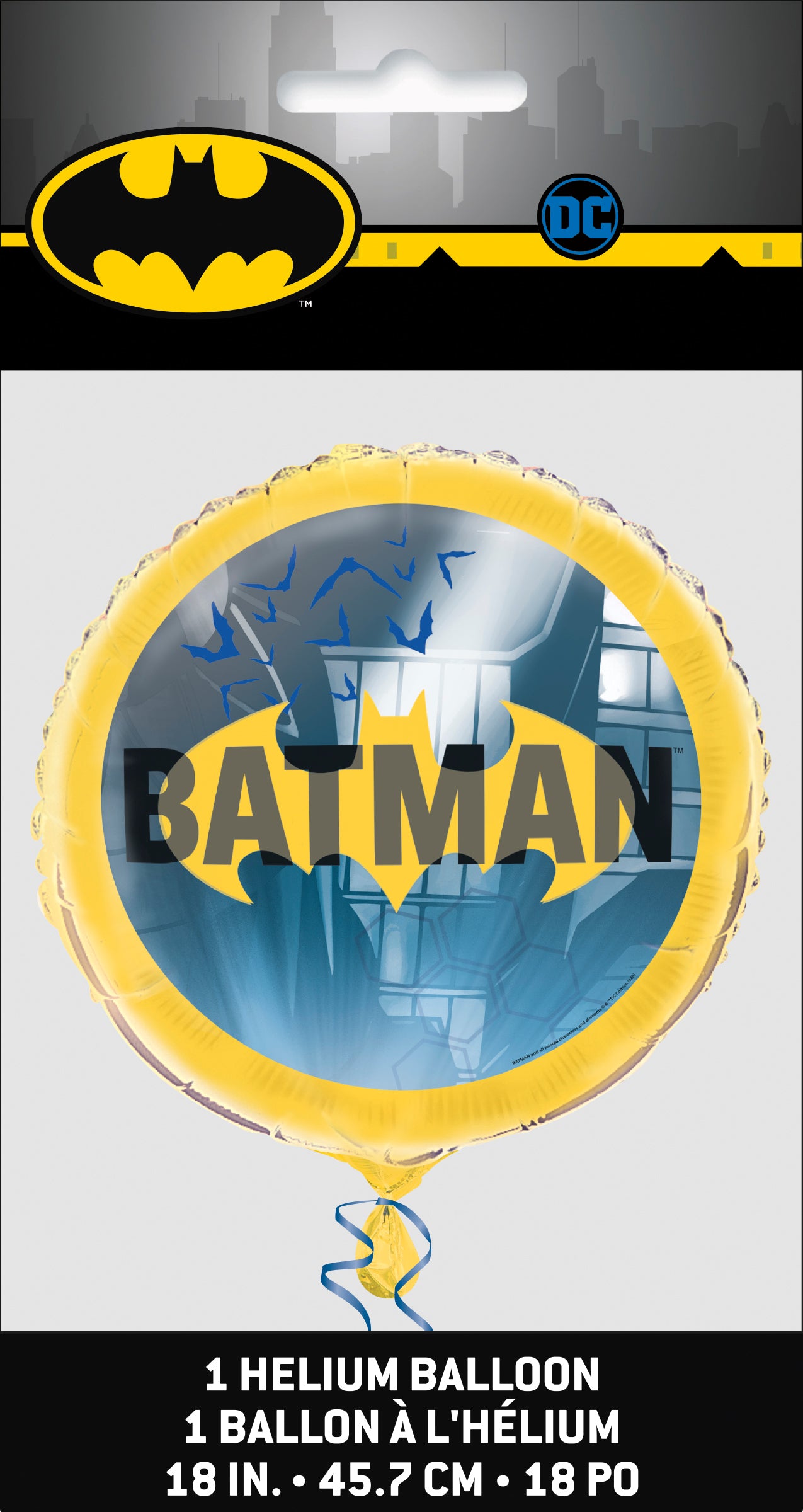 Batman Round Foil Balloon 18", Packaged - Image 2