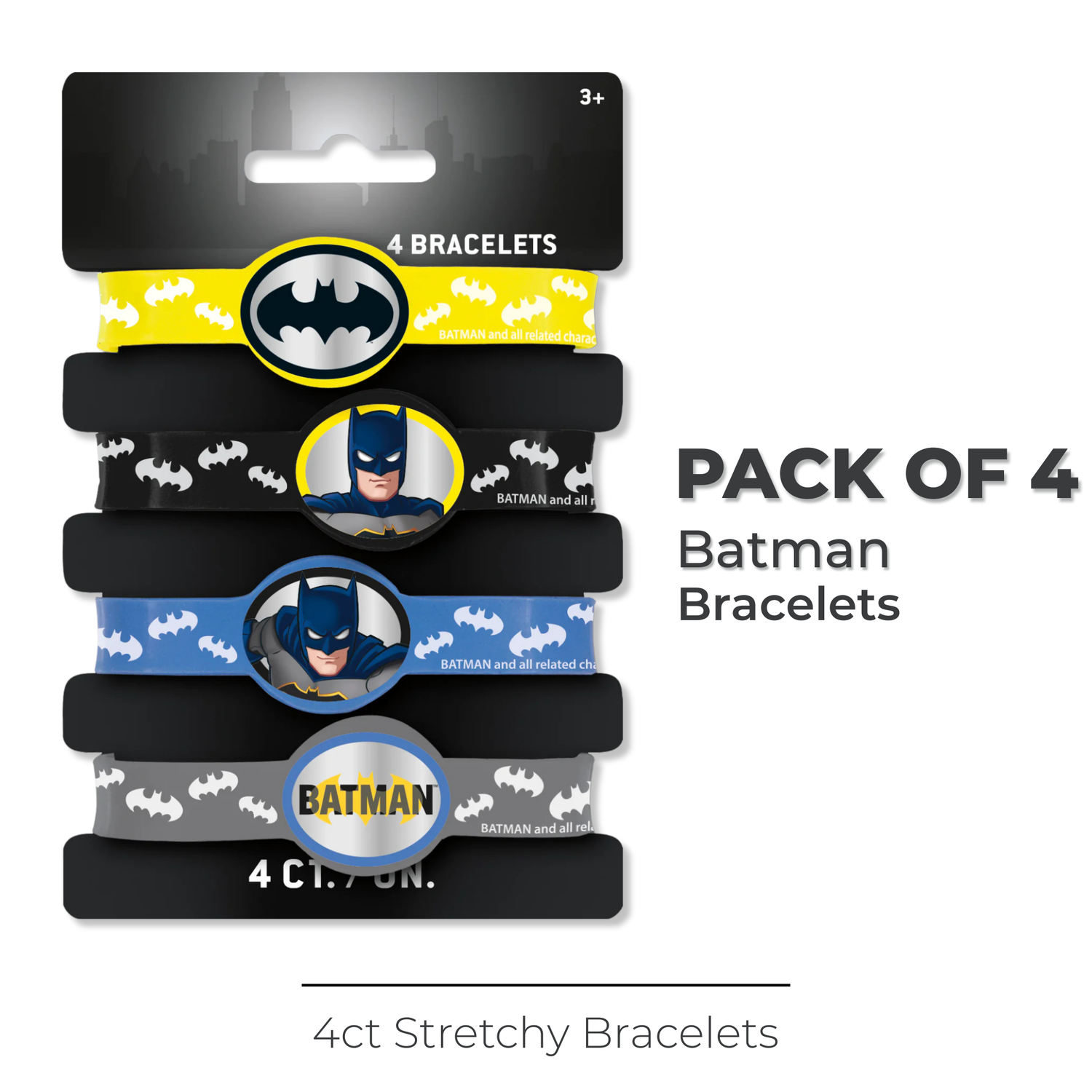 Batman Stretchy Bracelets, 4ct