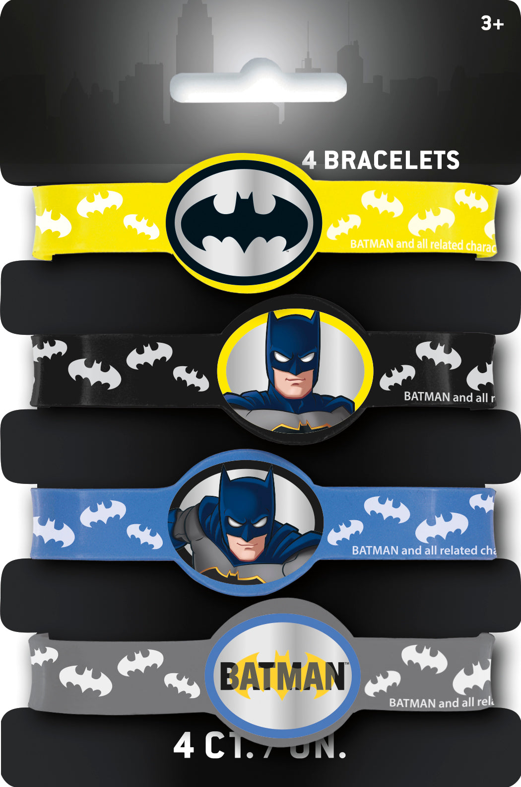 Batman Stretchy Bracelets, 4ct