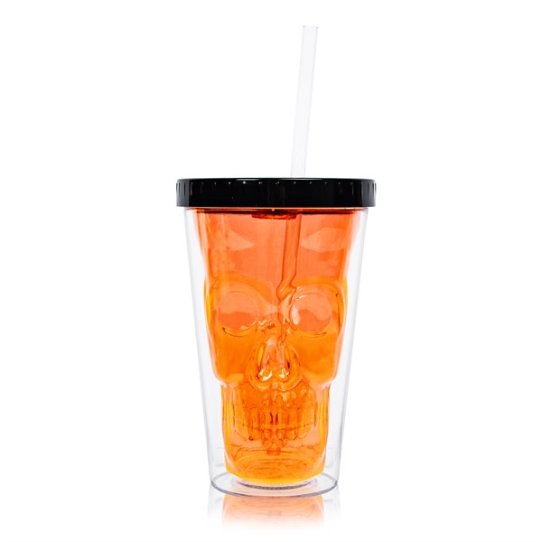 LED Neon Orange Skull Cup