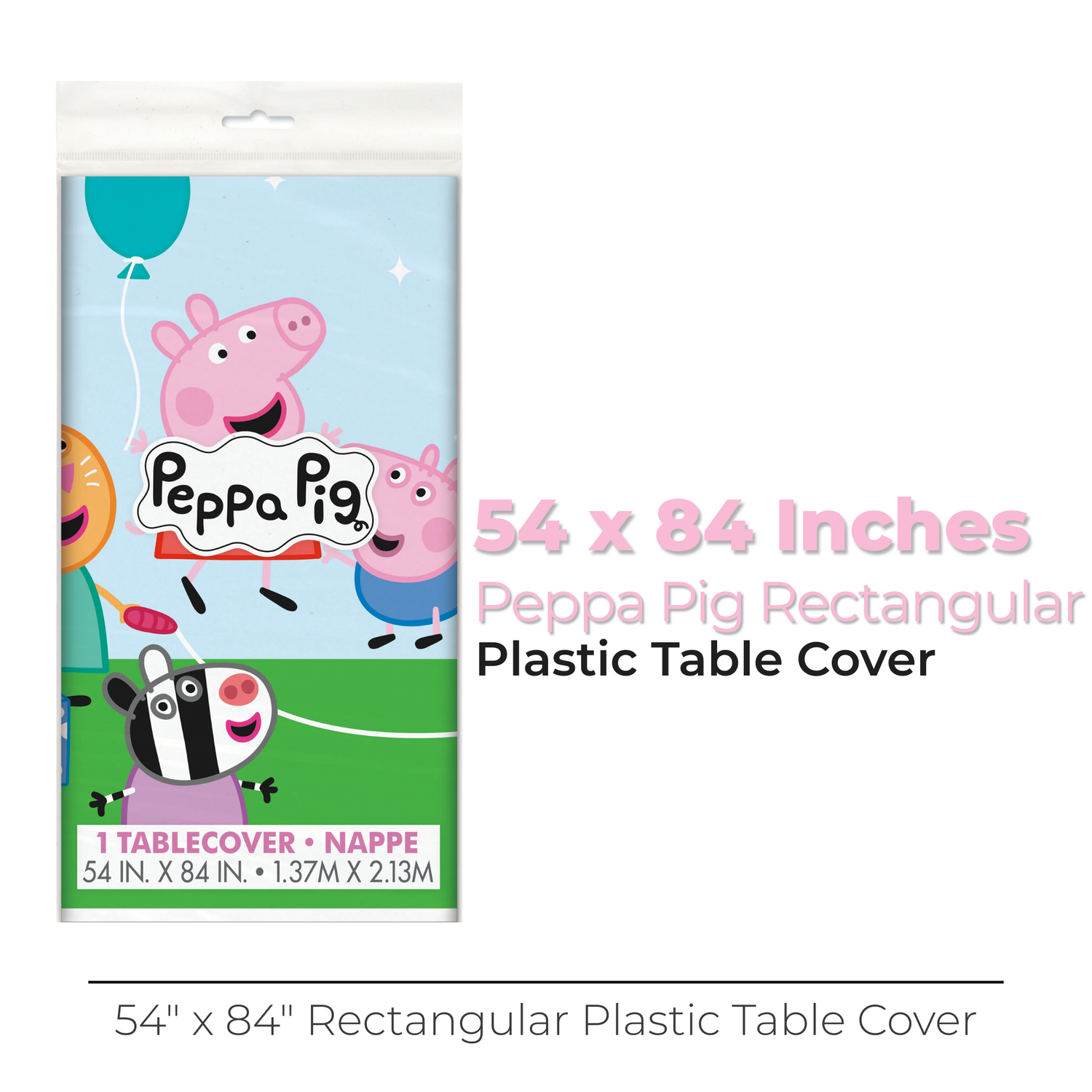 Peppa Pig Rectangular Plastic Table Cover, 54" x 84"