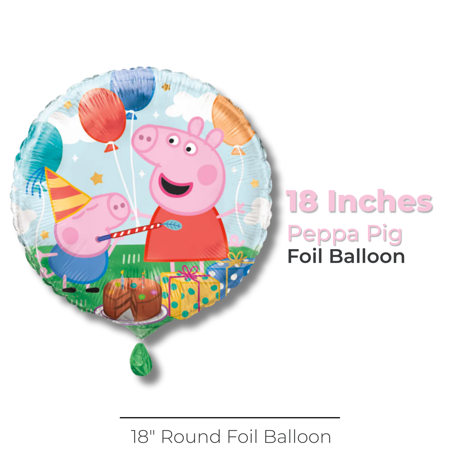 Peppa Pig Round Foil Balloon 18", Bulk
