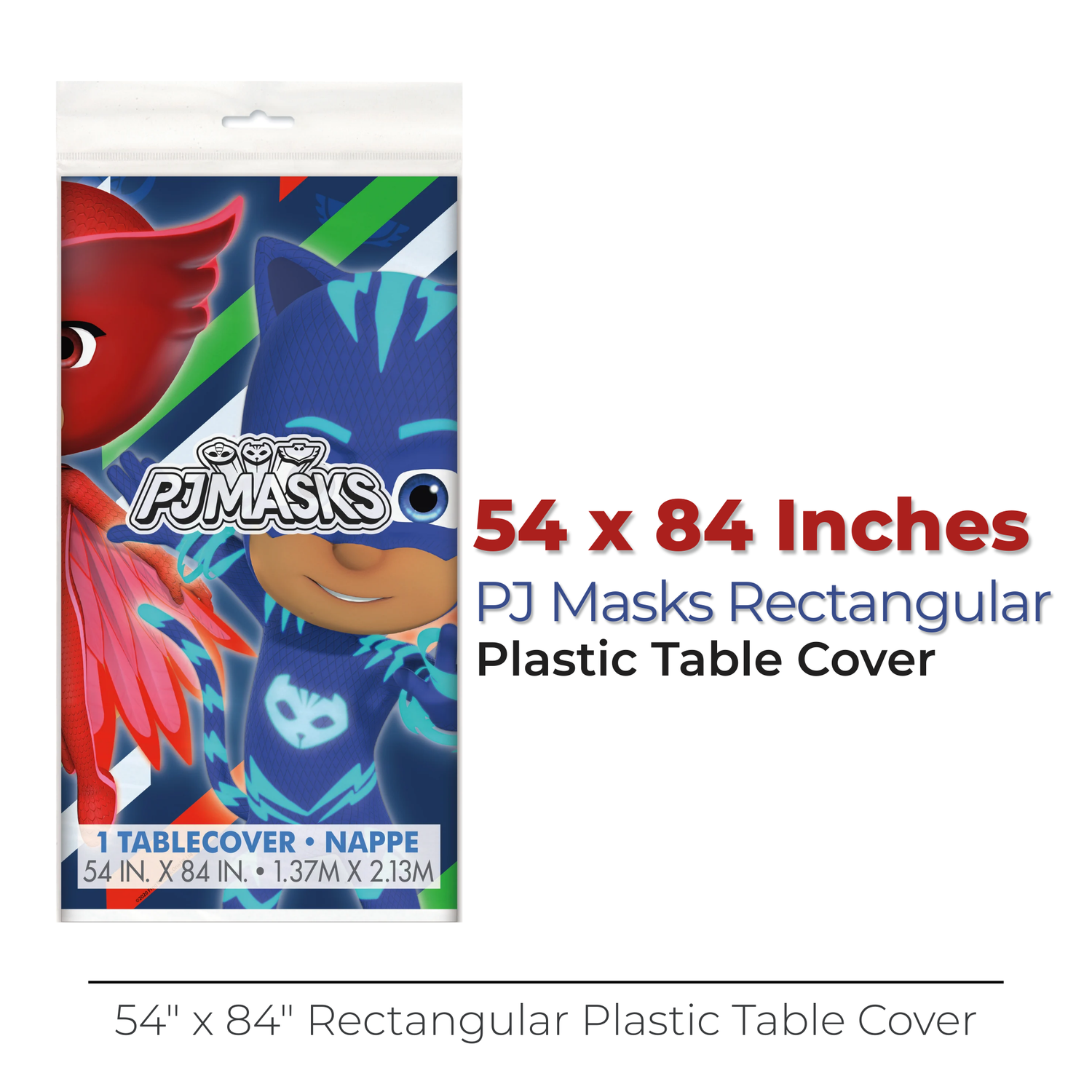 PJ Masks Rectangular Plastic Table Cover, 54" x 84"