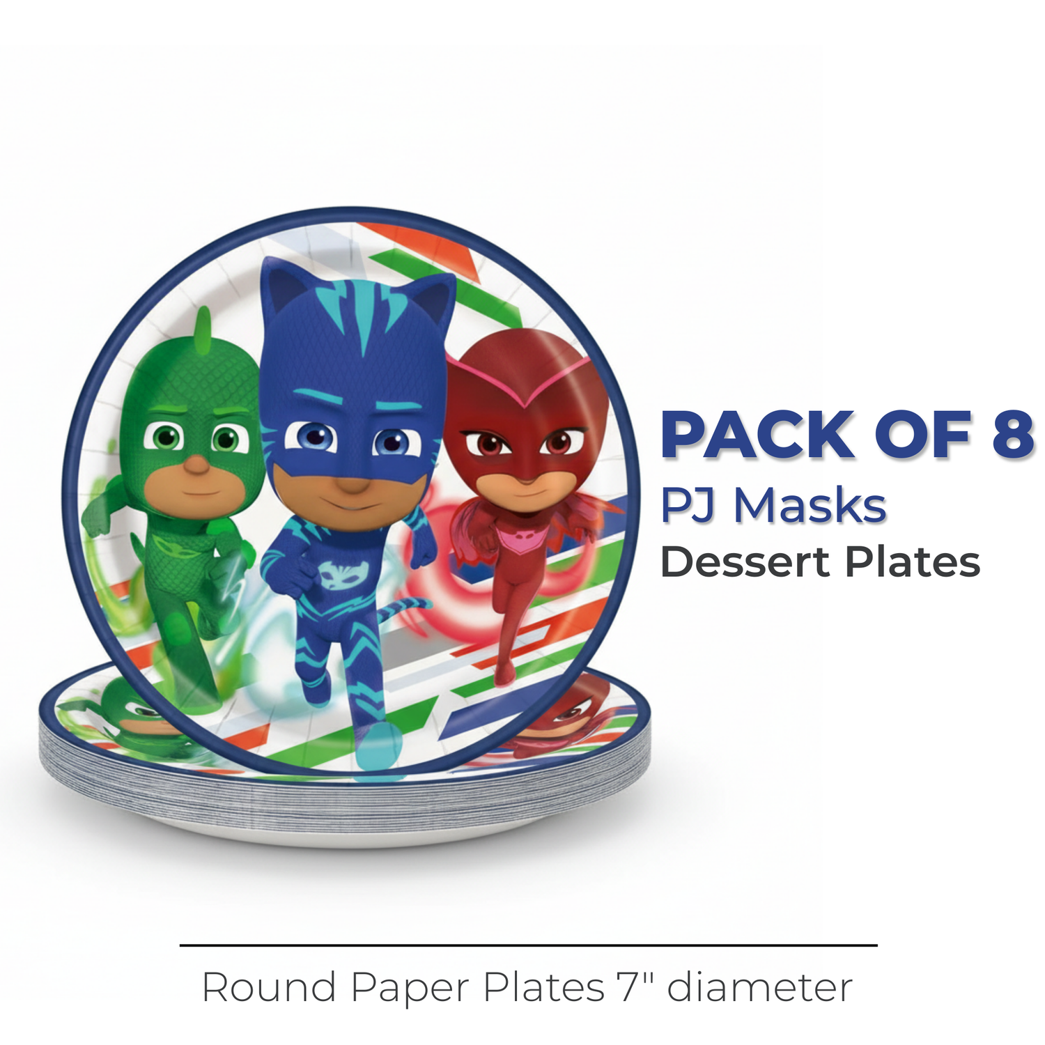 PJ Masks Round 7" Dessert Plates, 8ct