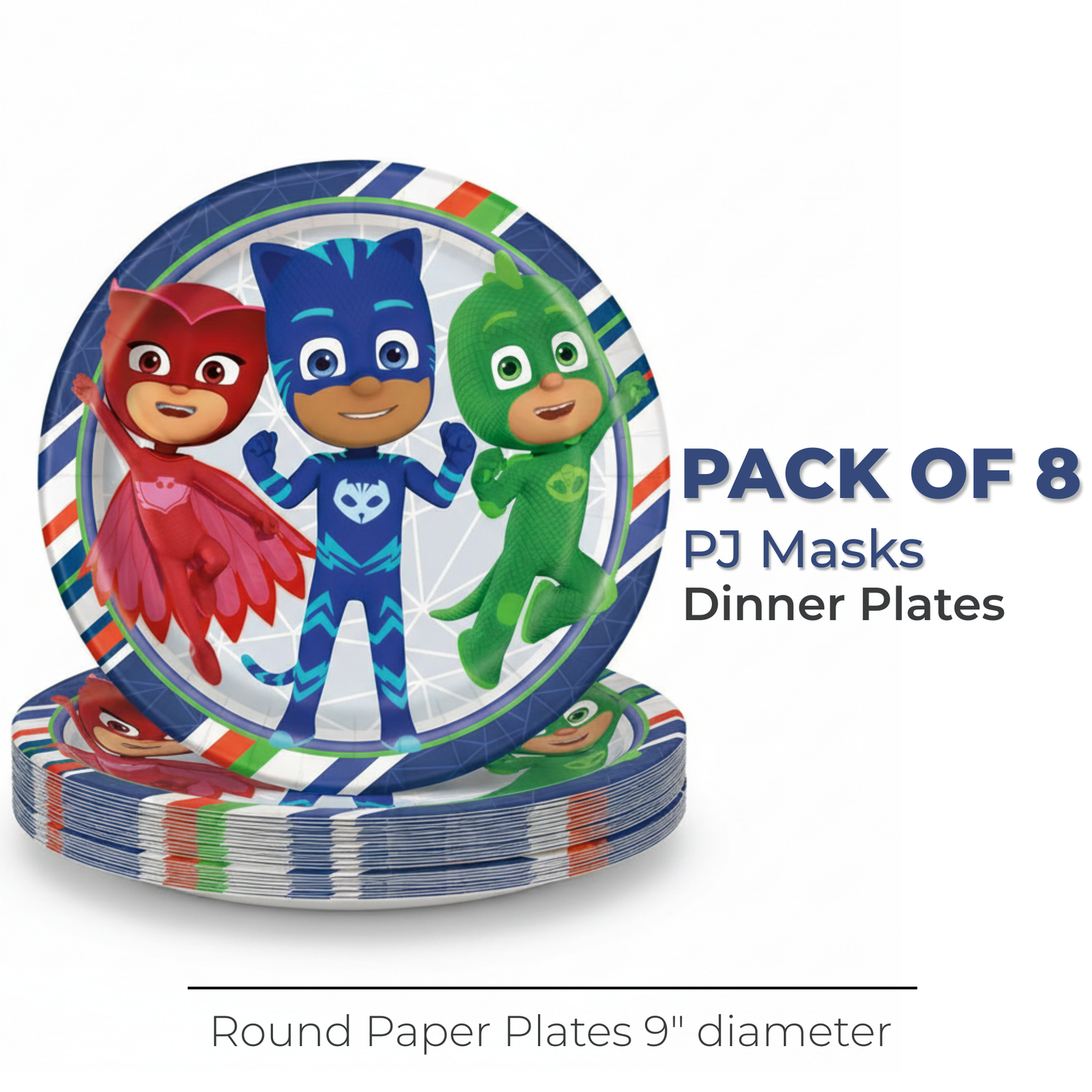 PJ Masks Round 9" Dinner Plates, 8ct