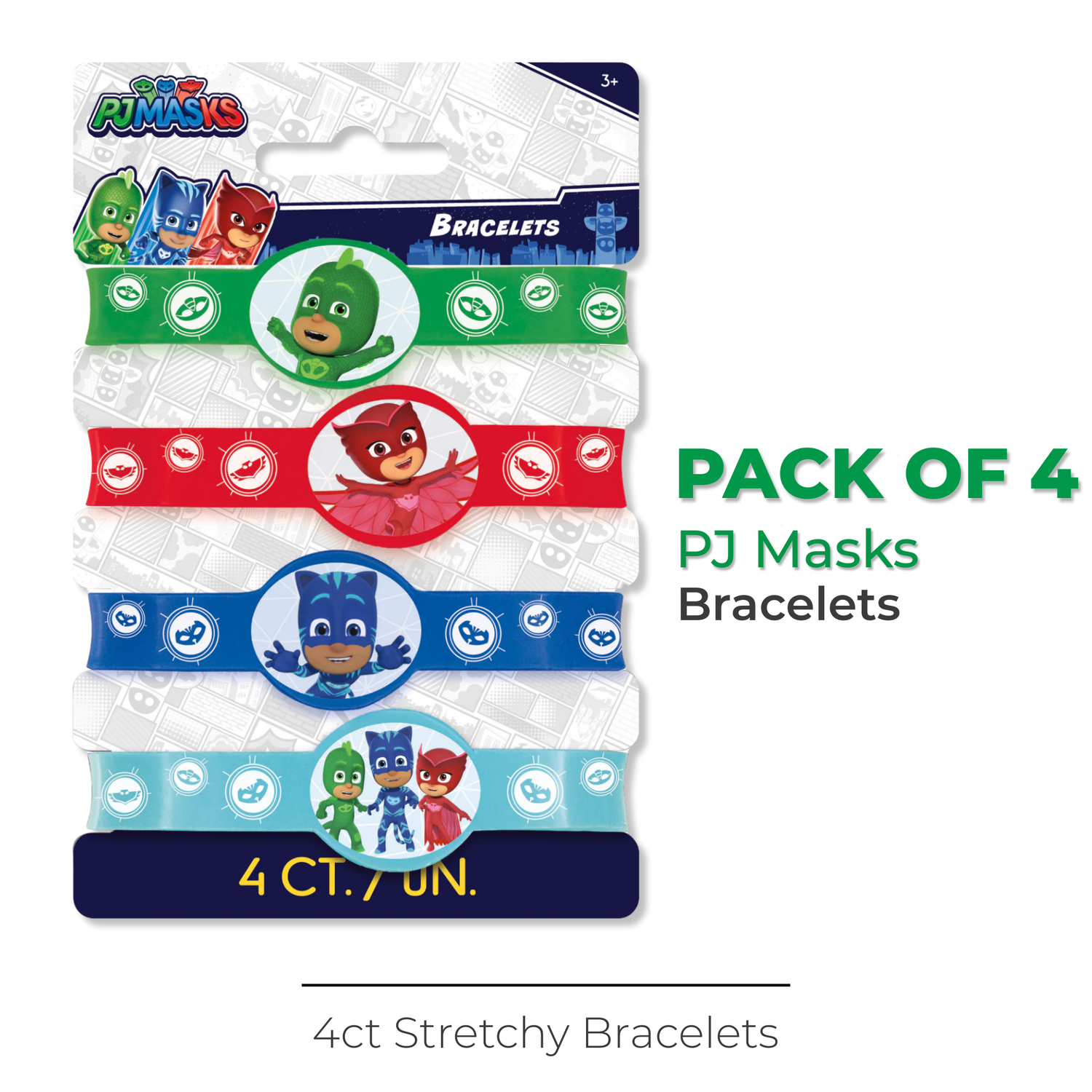 PJ Masks Stretchy Bracelets, 4ct