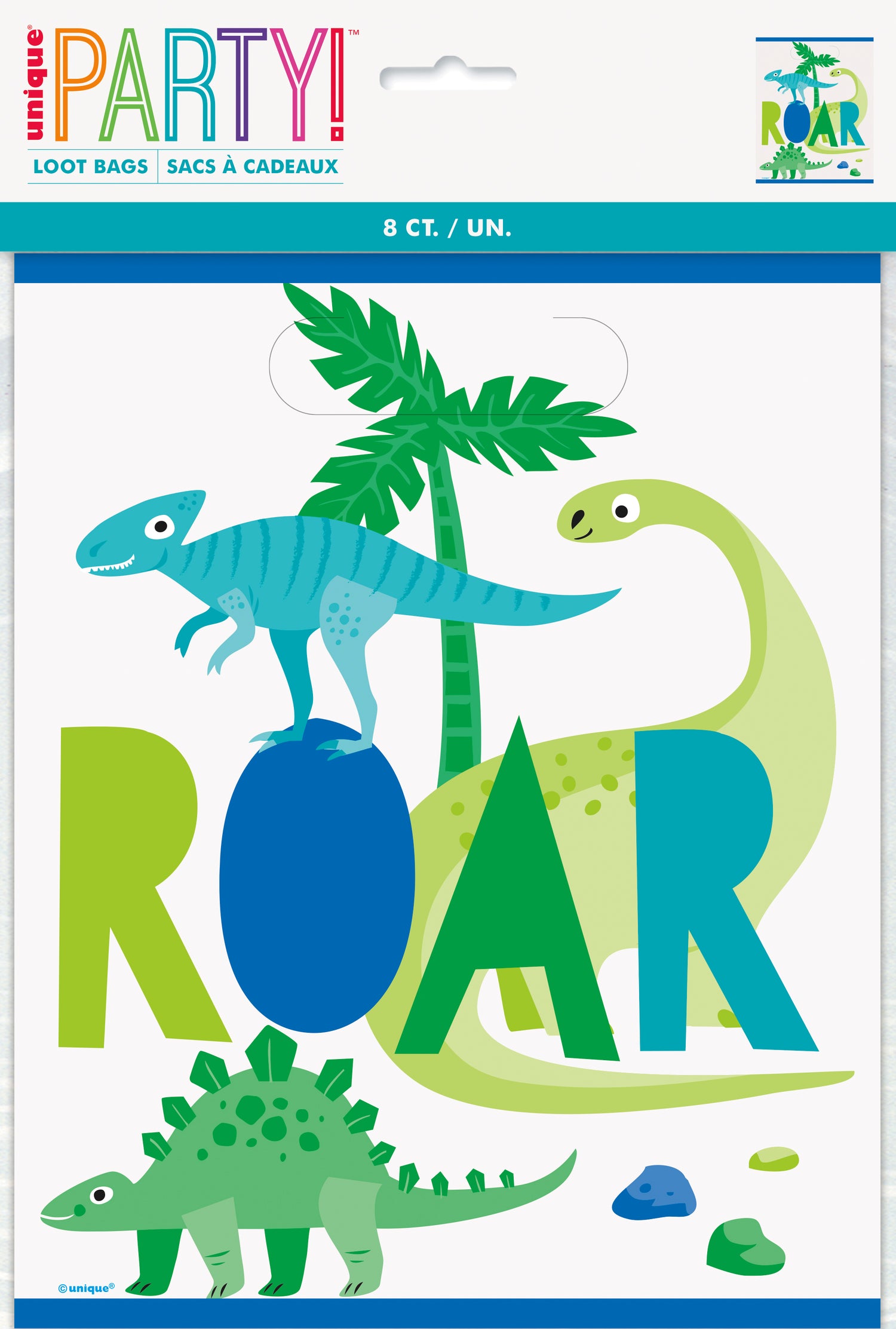 Blue & Green Dinosaur Loot Bags, 8ct - Image 2