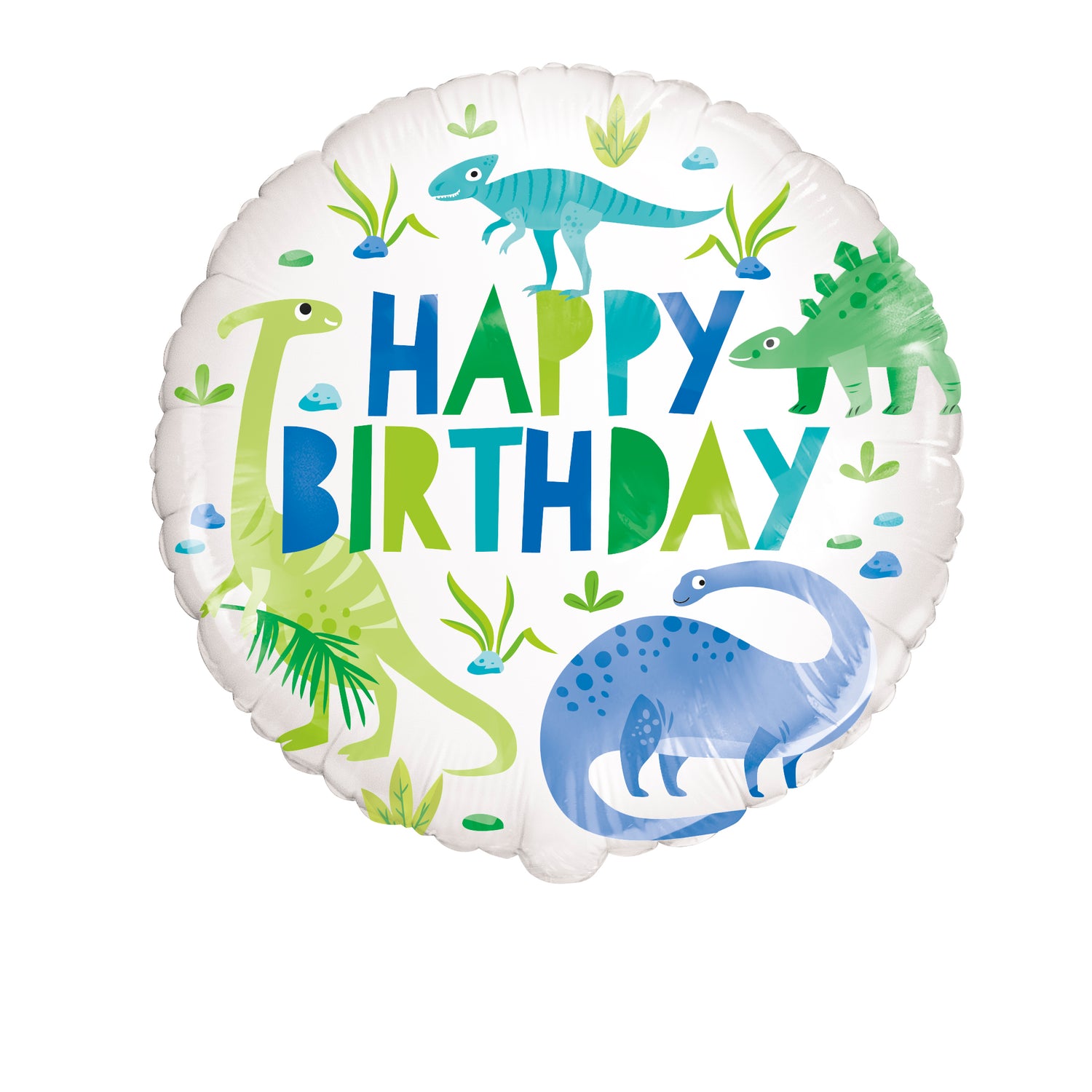 Blue & Green Dinosaur Round Foil Balloon 18", Bulk
