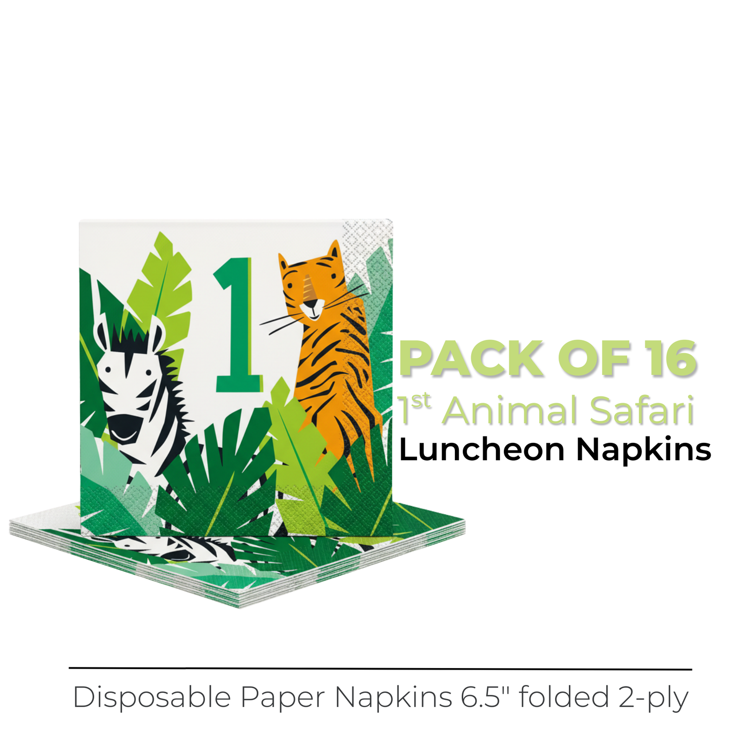 Animal Safari 1st Birthday Luncheon Napkins, 16ct