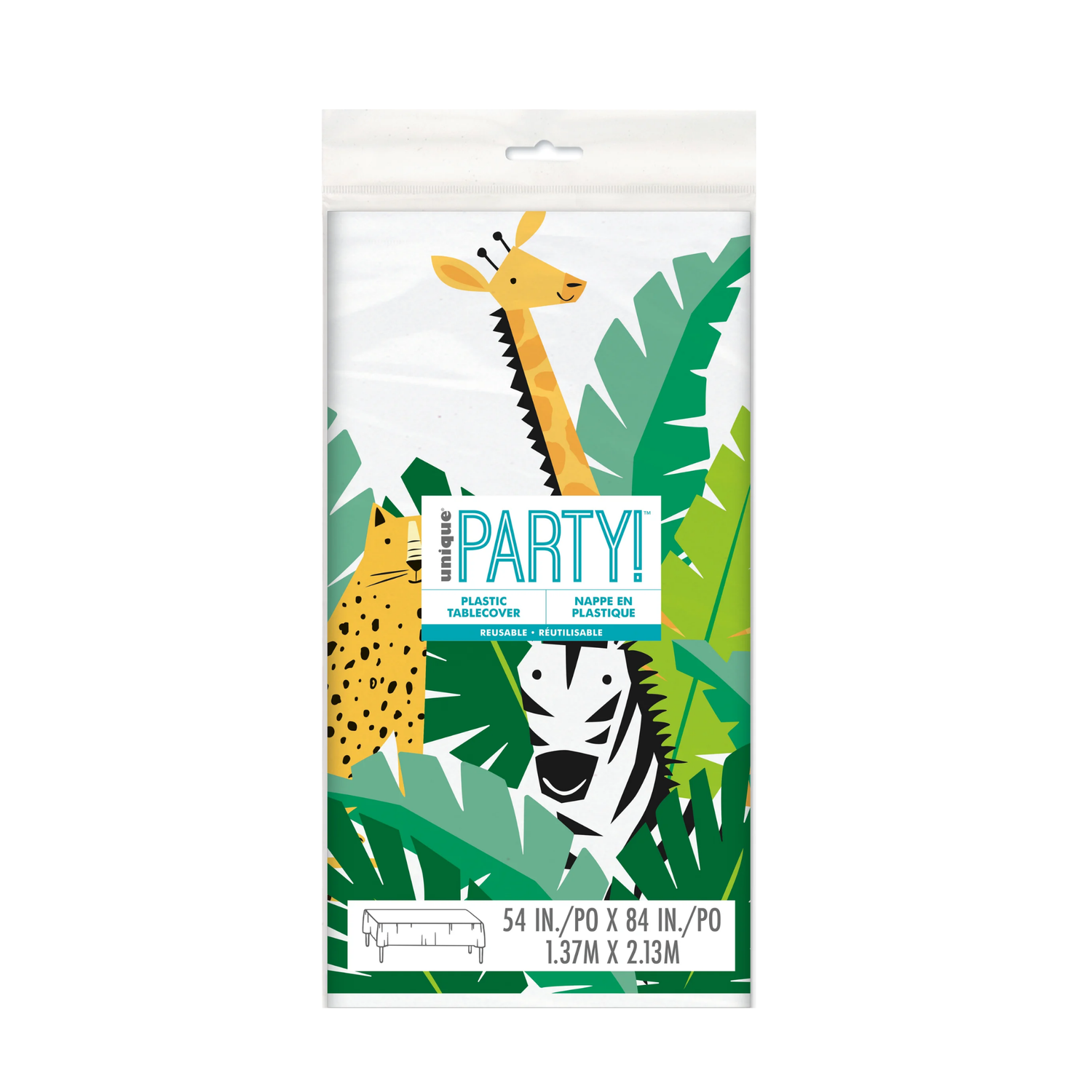 Animal Safari Plastic Table Cover, 54"x84"