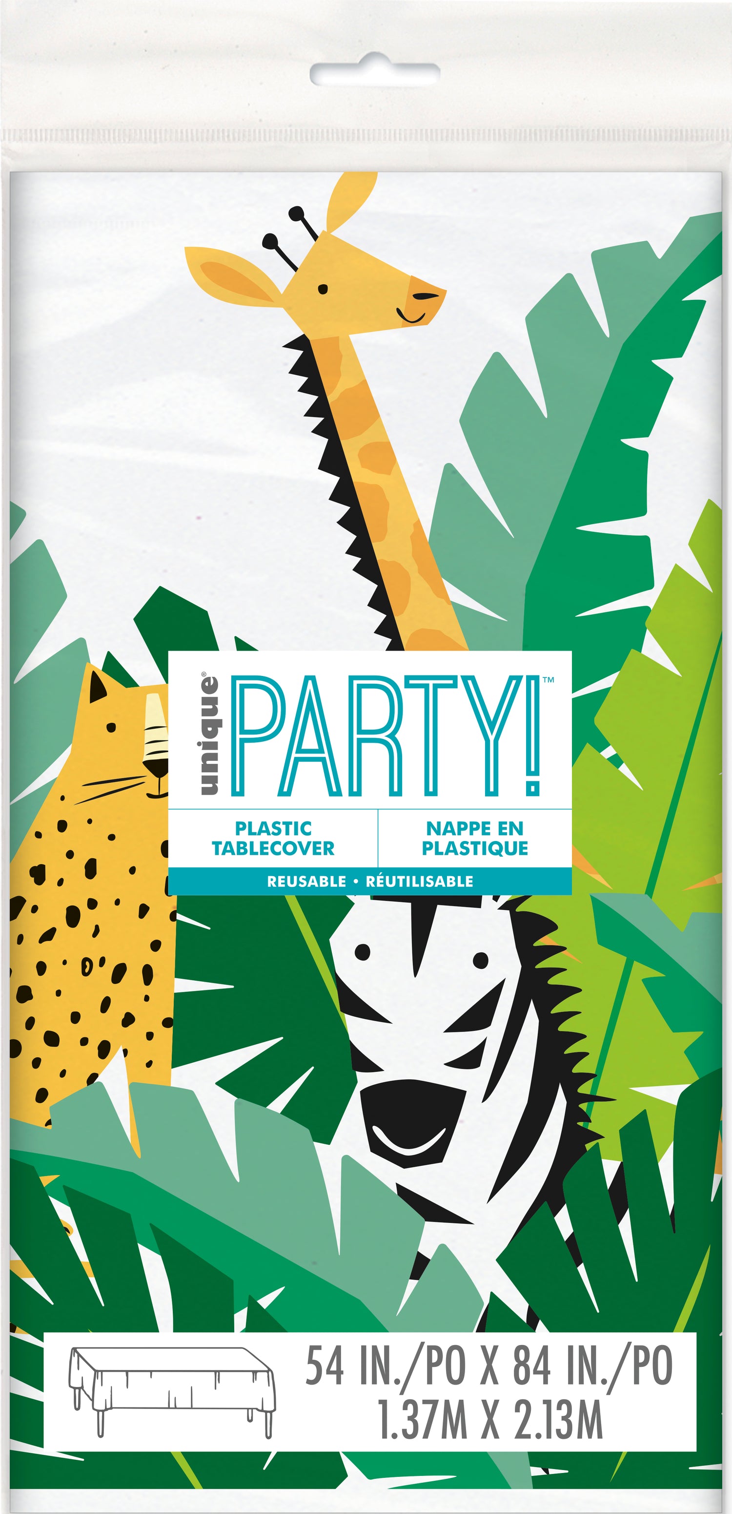Animal Safari Plastic Table Cover, 54"x84"