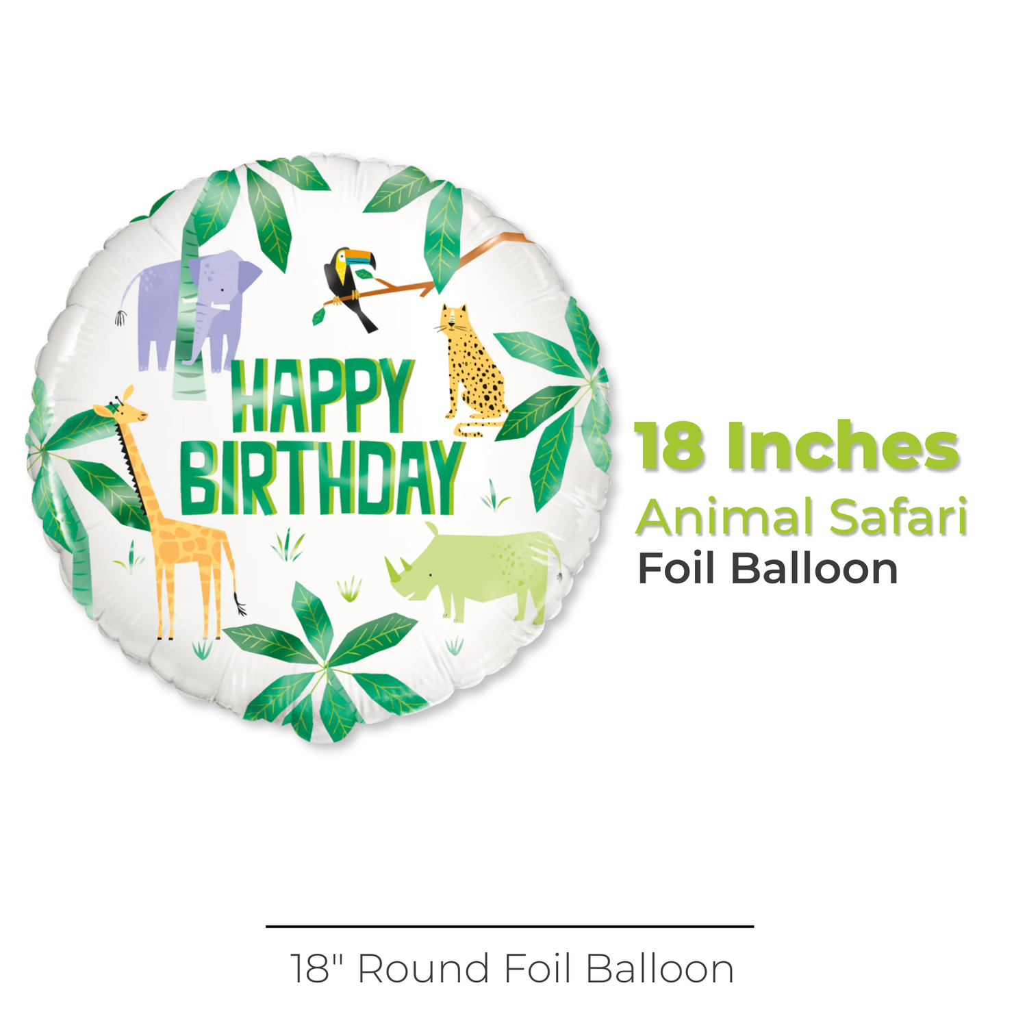 Animal Safari Round Foil Balloon 18", Bulk