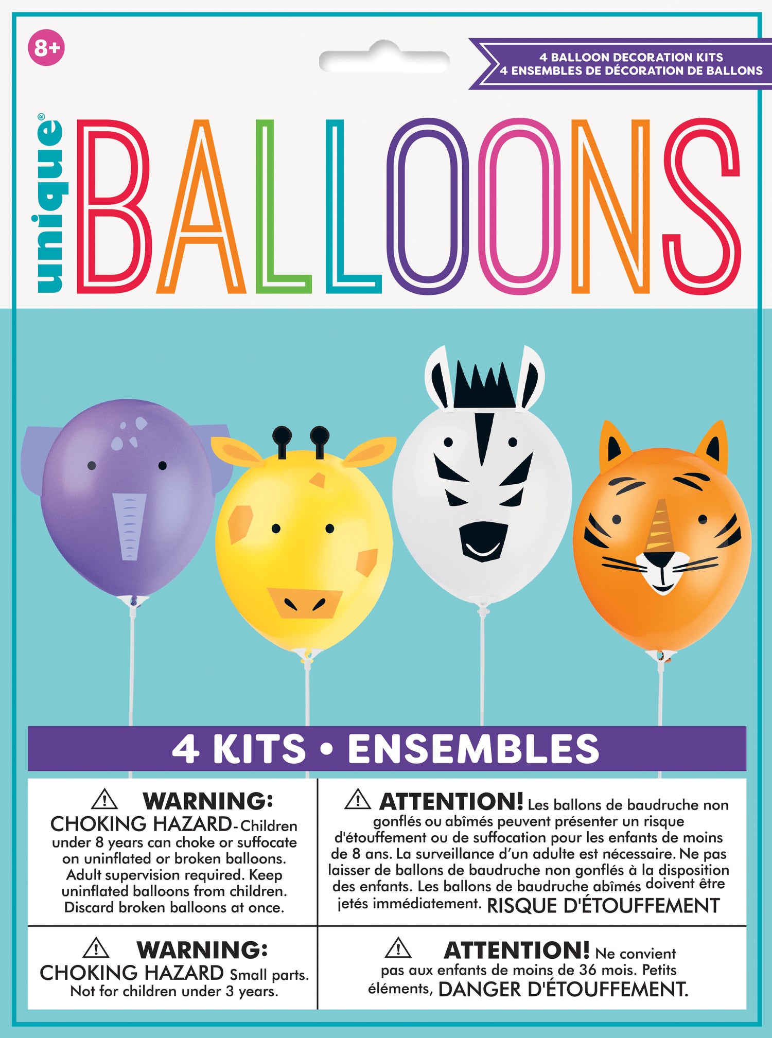 Make Your Own Animal Safari 12" Latex Balloon Activity Kit, 4ct - Image 2