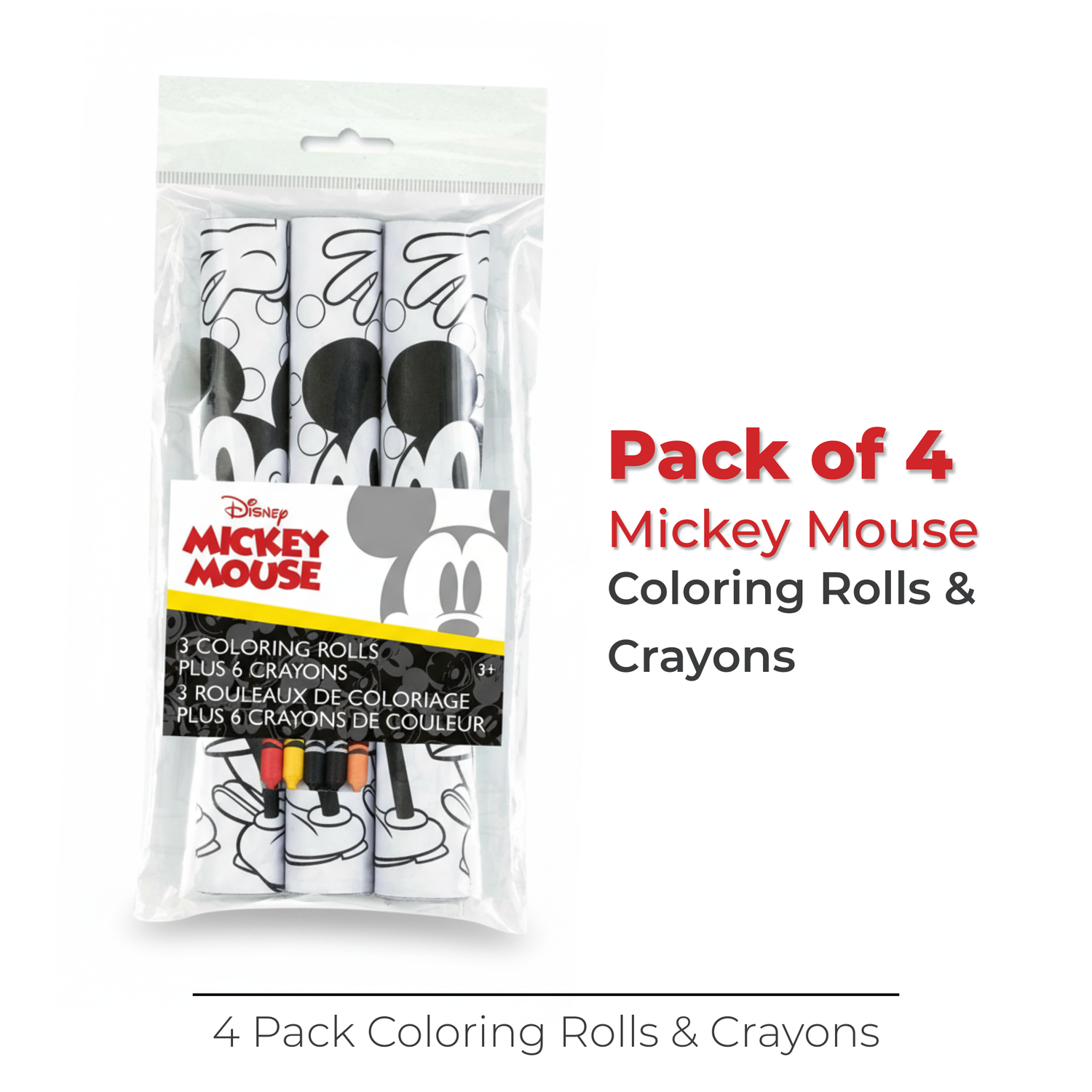 Disney Mickey Mouse Paper Coloring Rolls & Crayons, 3ct