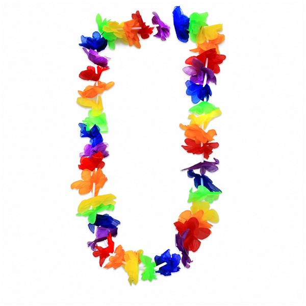 Rainbow Silk Flower 40" Leis