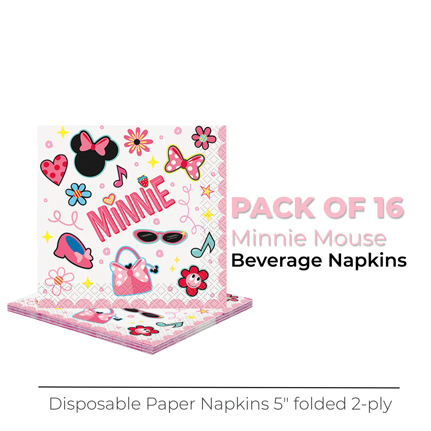 Disney Iconic Minnie Mouse Beverage Napkins, 16ct