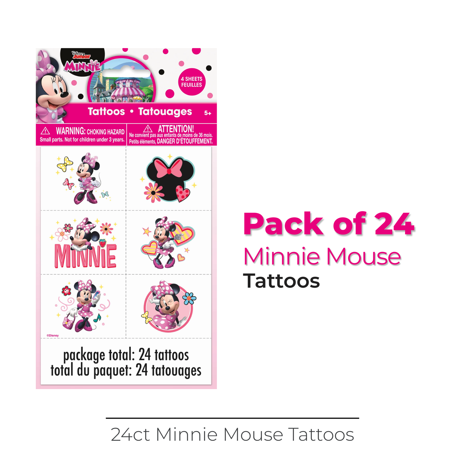 Disney Iconic Minnie Mouse Tattoos, 24ct