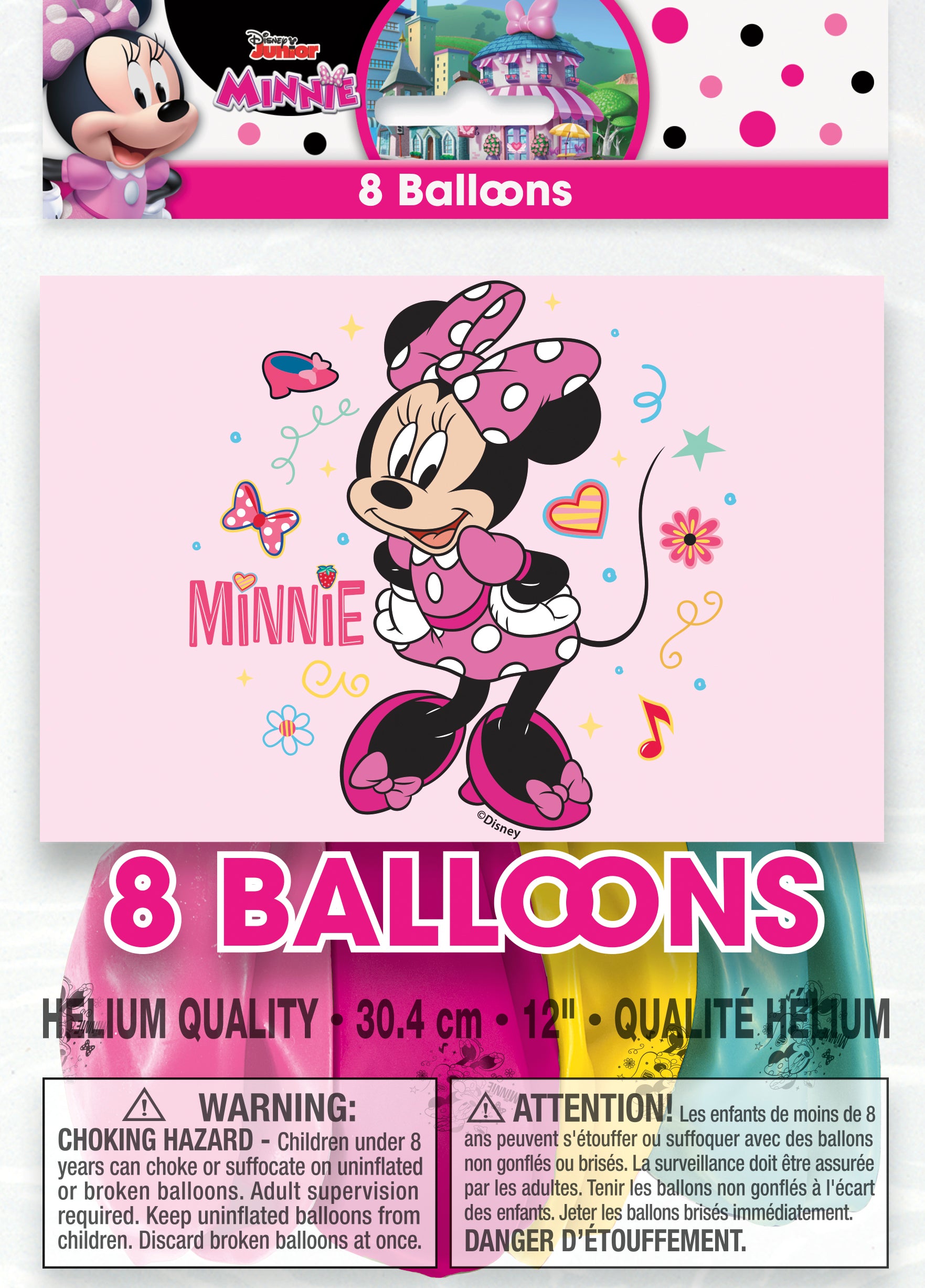 Disney Iconic Minnie Mouse 12" Latex Balloons, 8ct