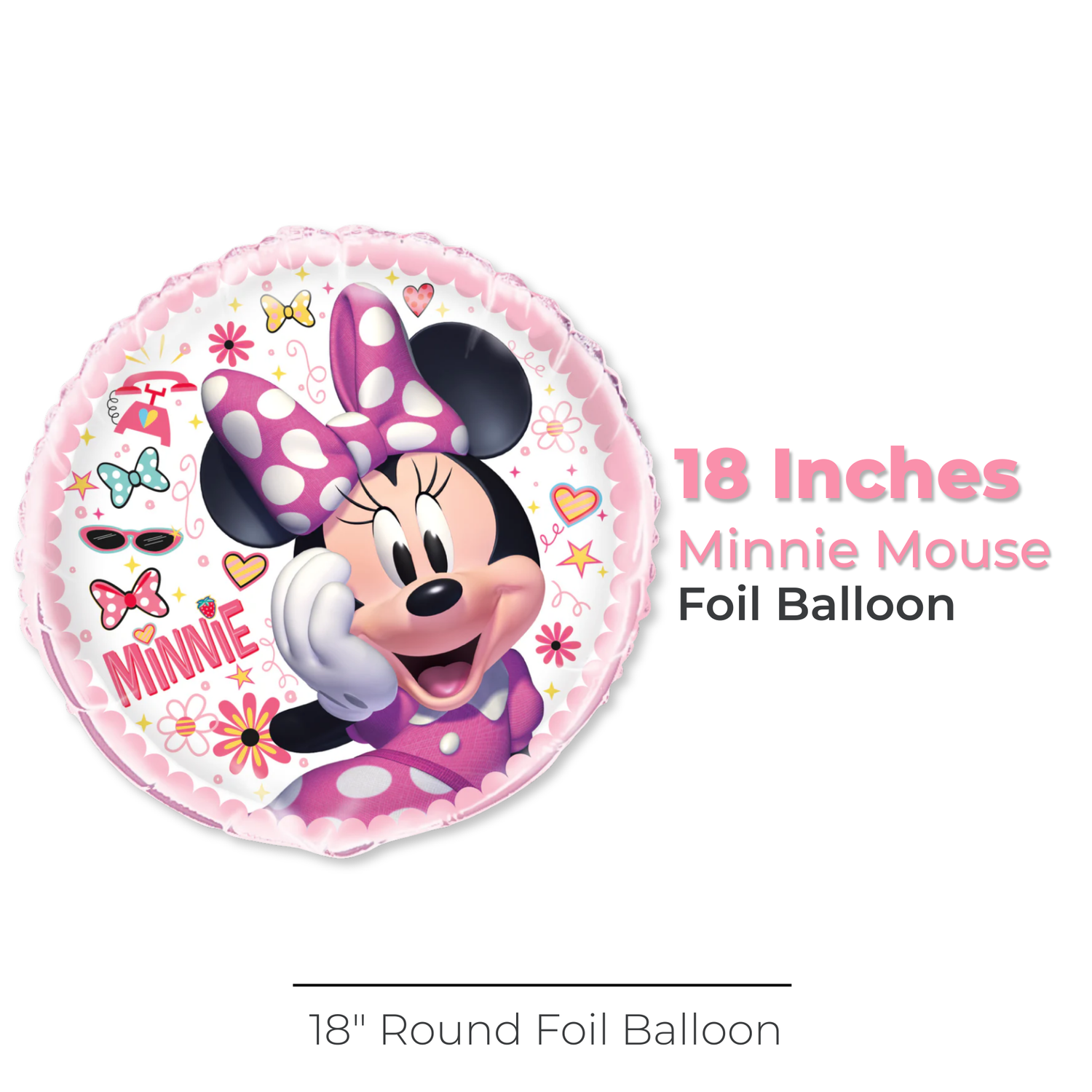 Disney Iconic Minnie Mouse Round Foil Balloon 18", Packaged