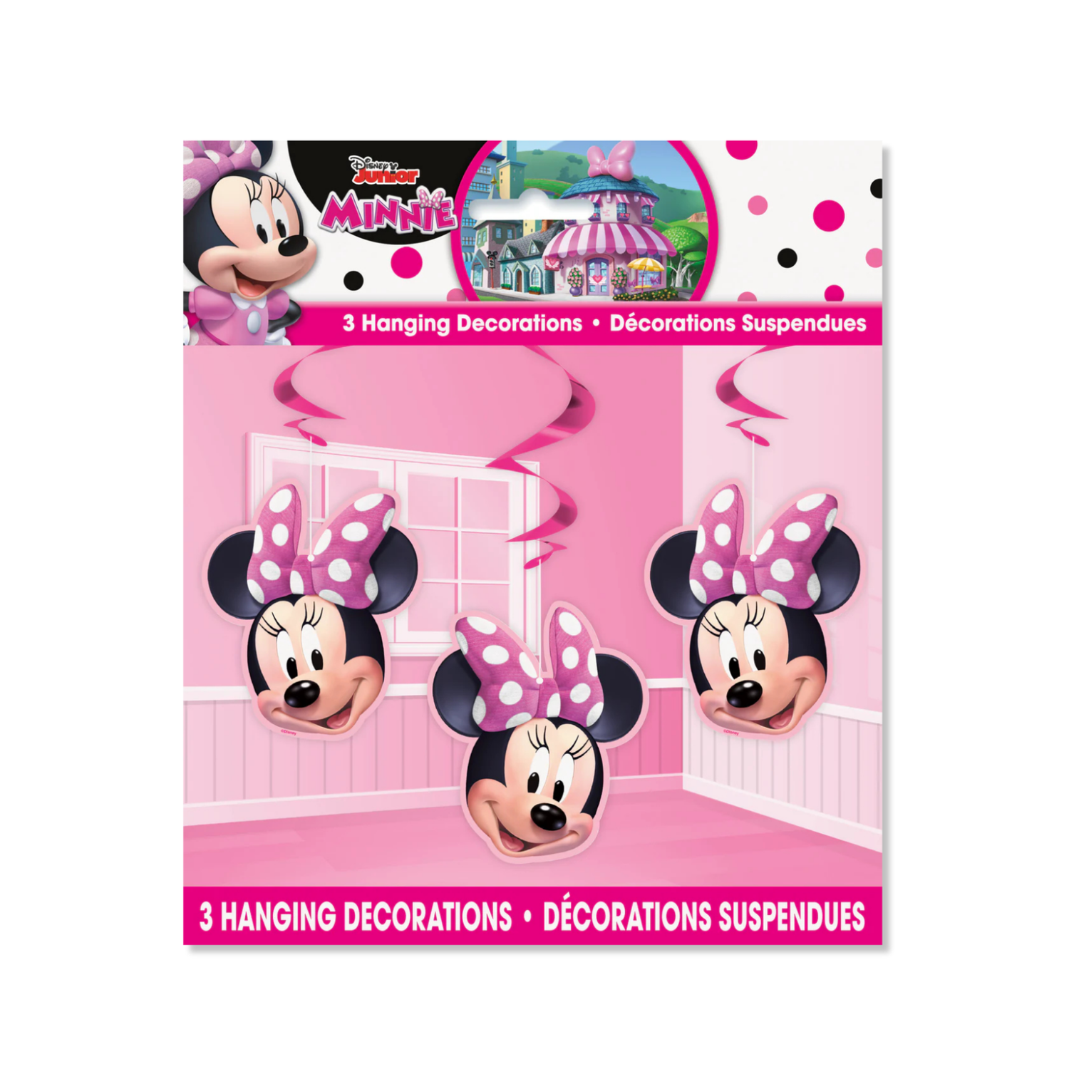 Disney Iconic Minnie Mouse Hanging Swirl Decorations, 26", 3ct