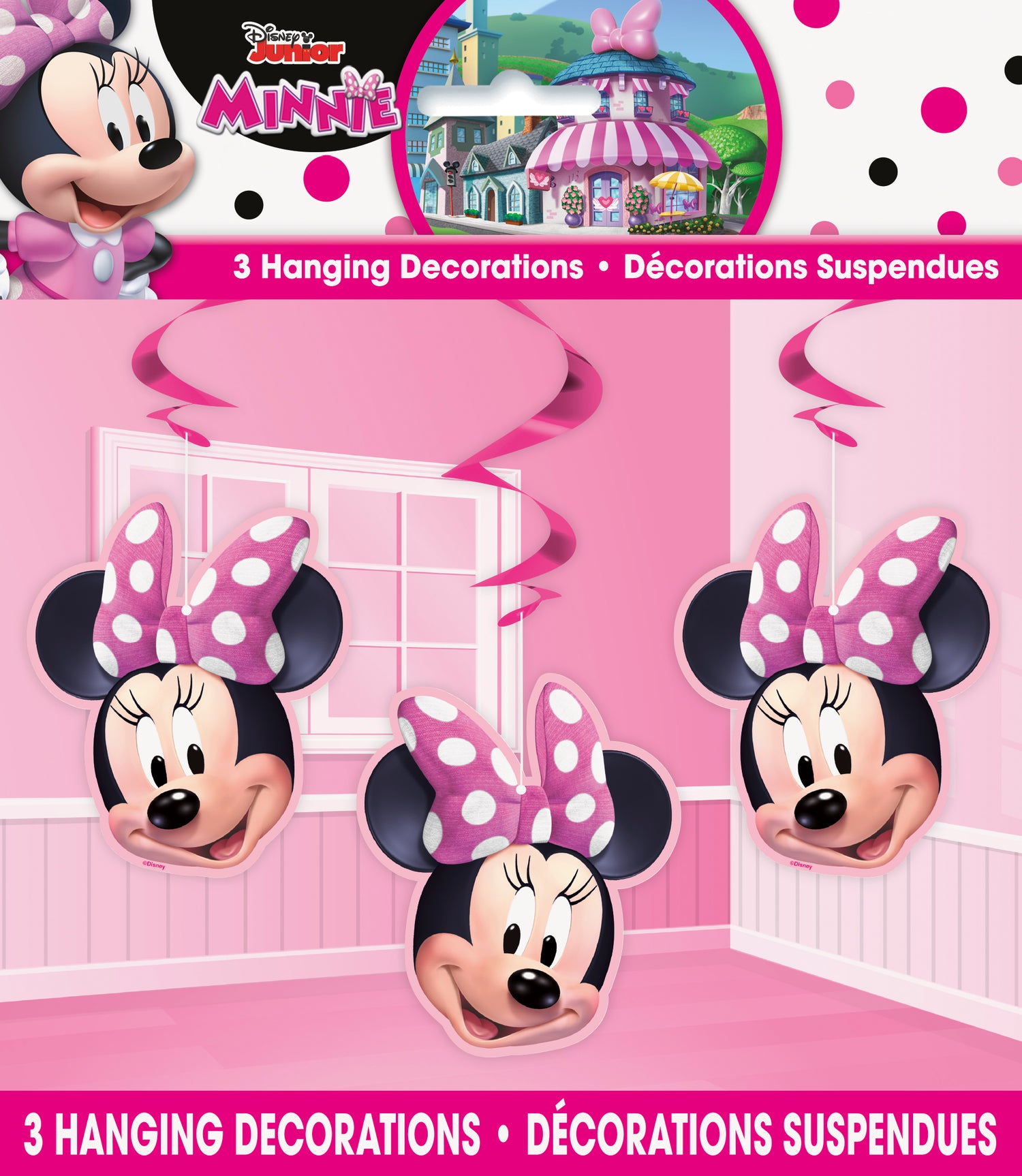 Disney Iconic Minnie Mouse Hanging Swirl Decorations, 26", 3ct