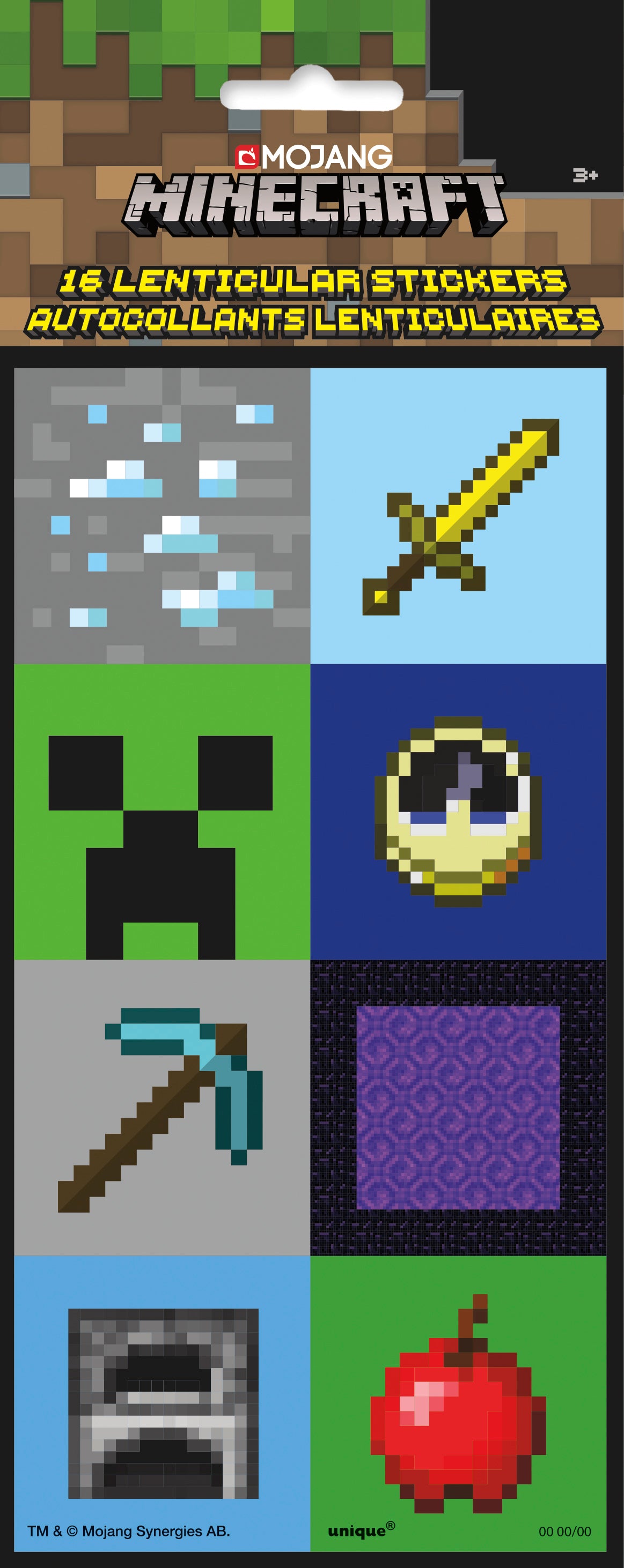 Minecraft Lenticular 3D Stickers, 16ct