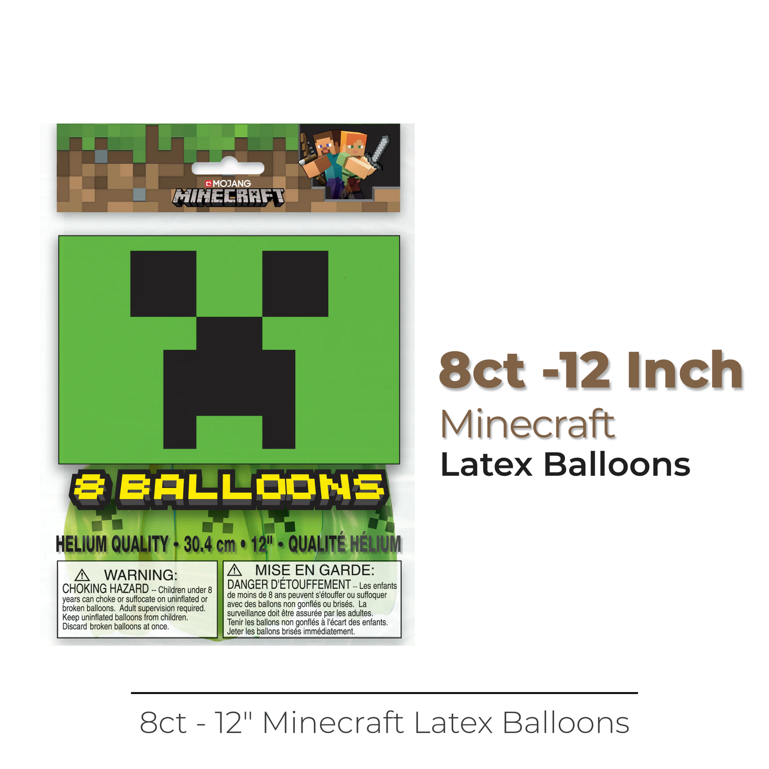 Minecraft 12" Latex Balloons, 8ct