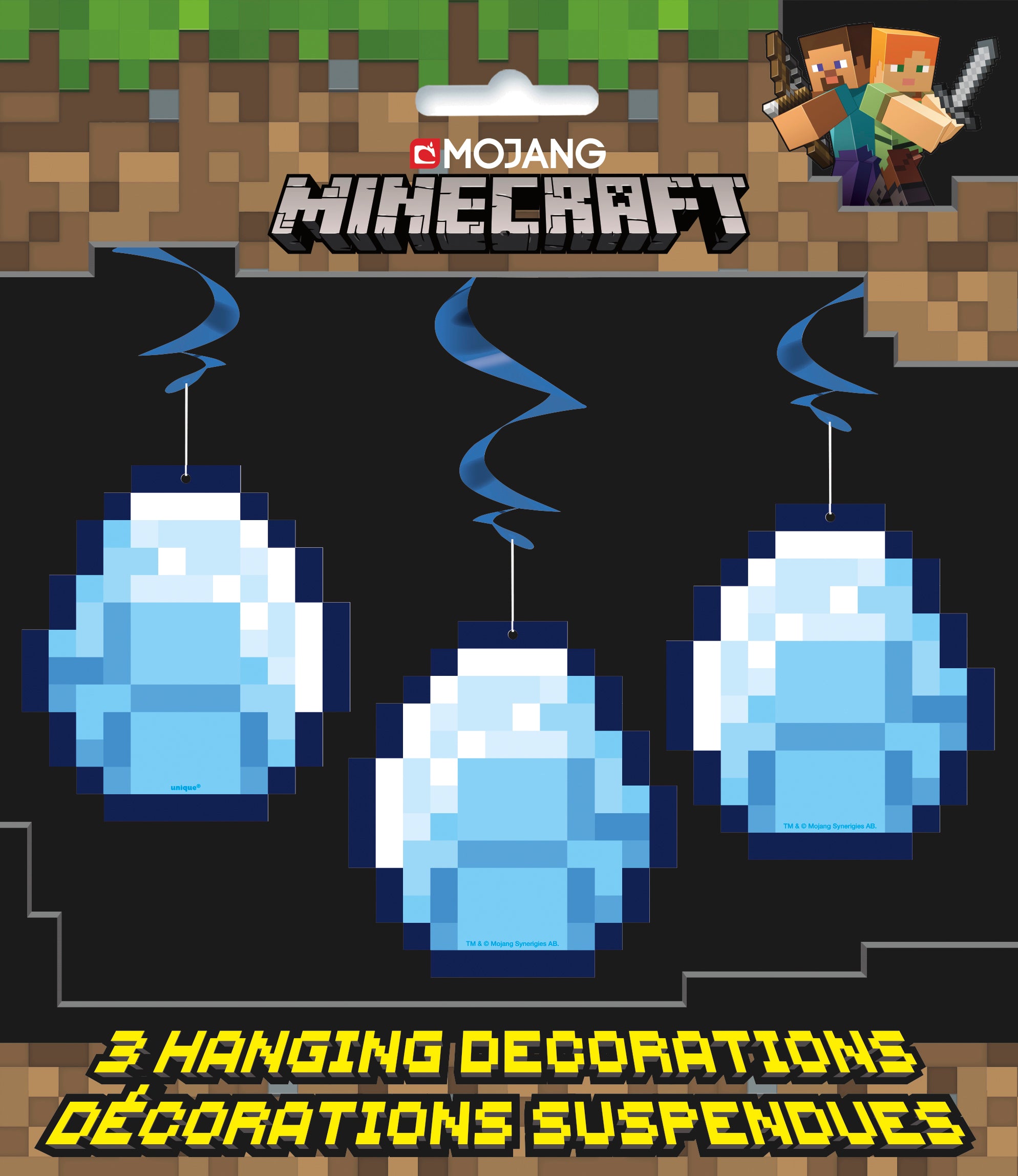 Minecraft Hanging Swirl Decorations, 26", 3ct